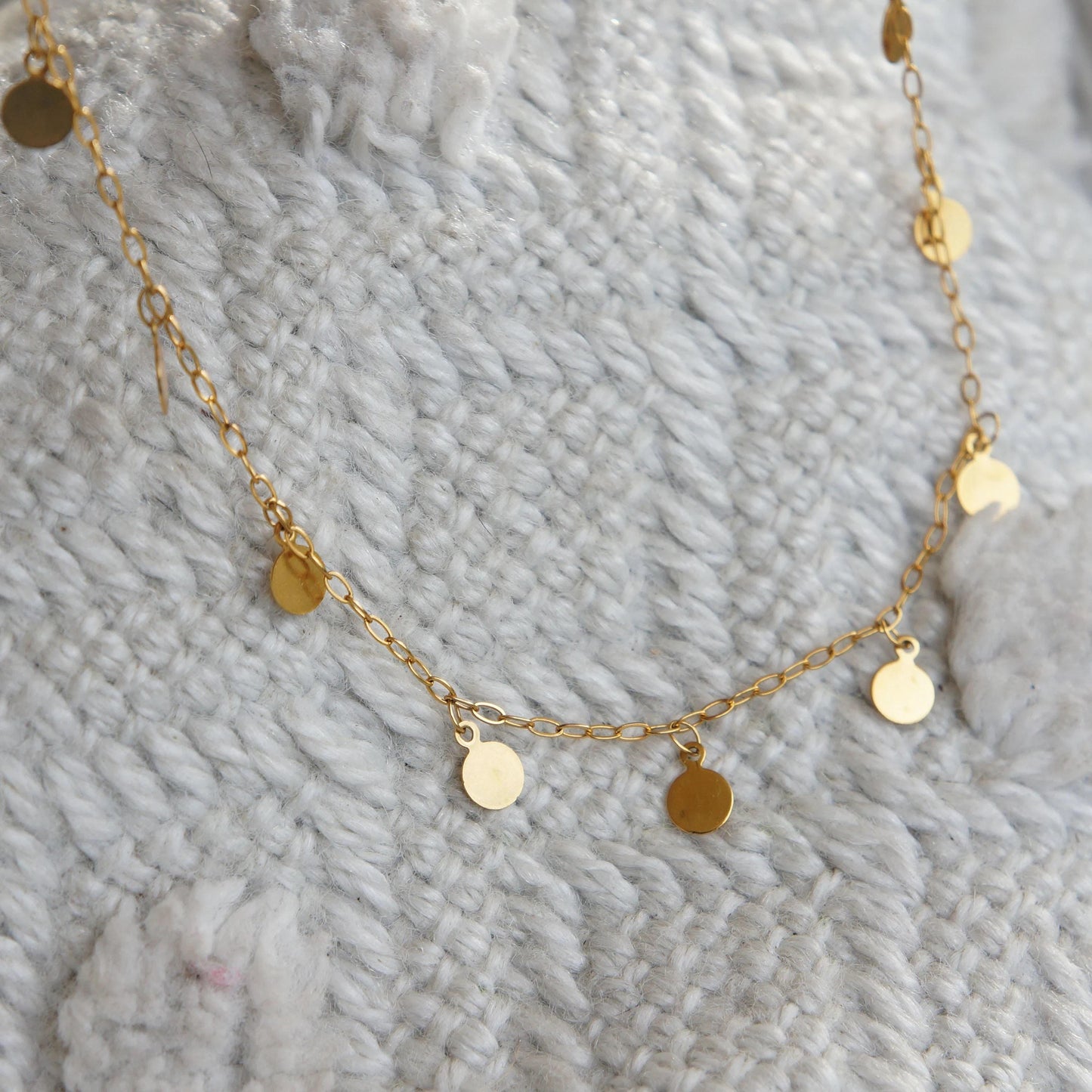 Sparkly Gold Dangling Discs Necklace, Delicate Layered Chain, Gift For Her, Elegant Jewelry, Discs Chain, Dainty