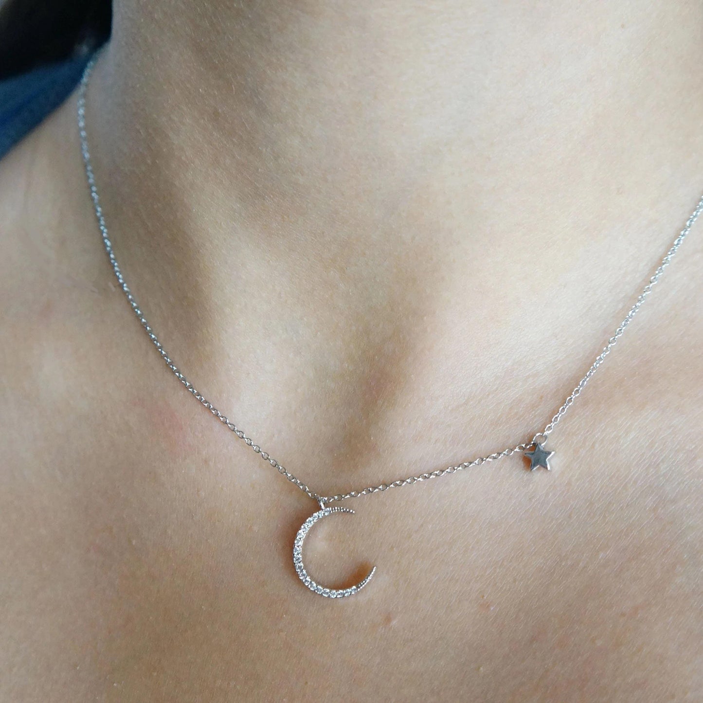 Crescent Moon Star Necklace Moon & Star Delicate Necklace Layering Necklace Jewelry Gift for Women Celestial Necklace