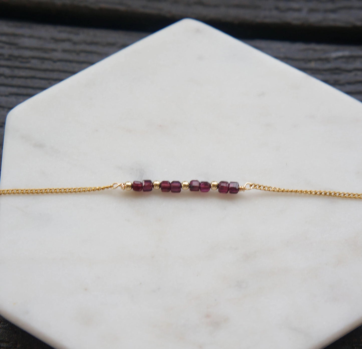 Garnet Bracelet Genuine Elegant Red Garnet Bracelet January Birthstone Gift for Mom Sister Best Friend Dainty Minimalist Bracelet Gift