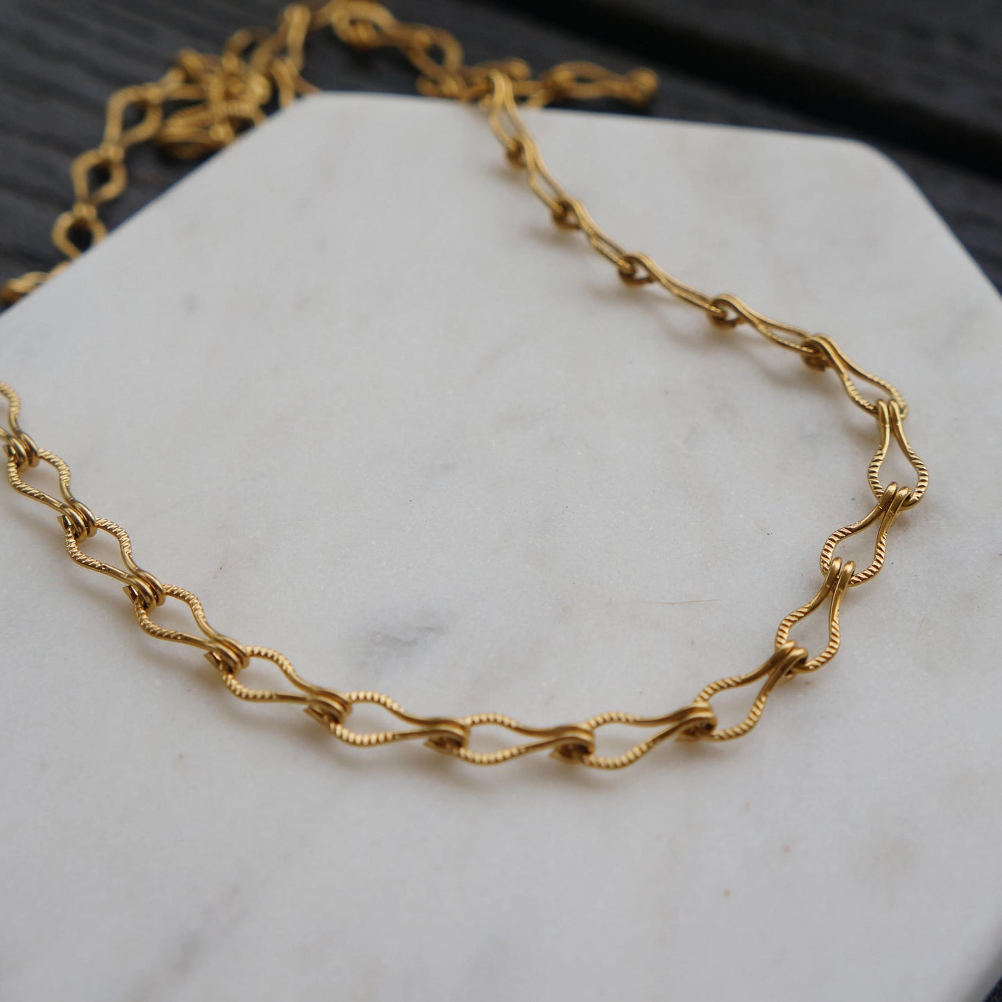 Gold Matte Chain Choker Necklace