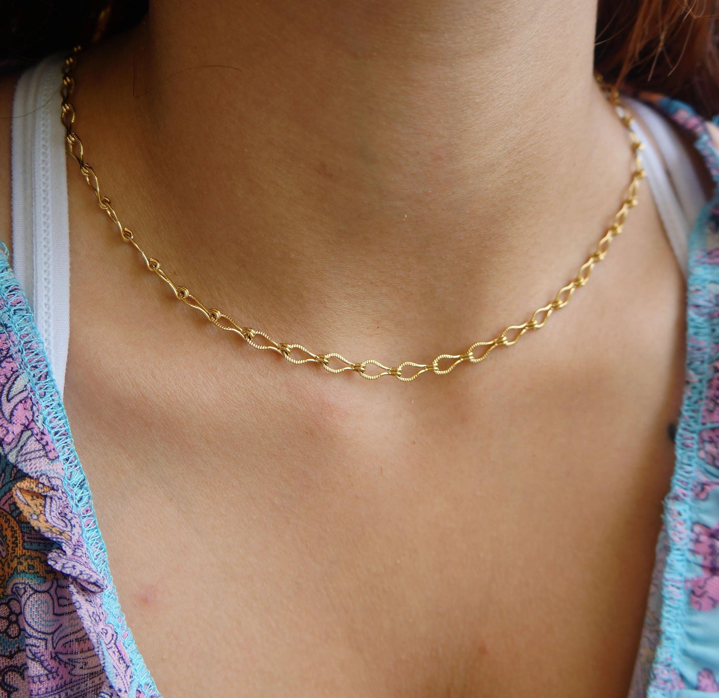 Gold Matte Chain Choker Necklace