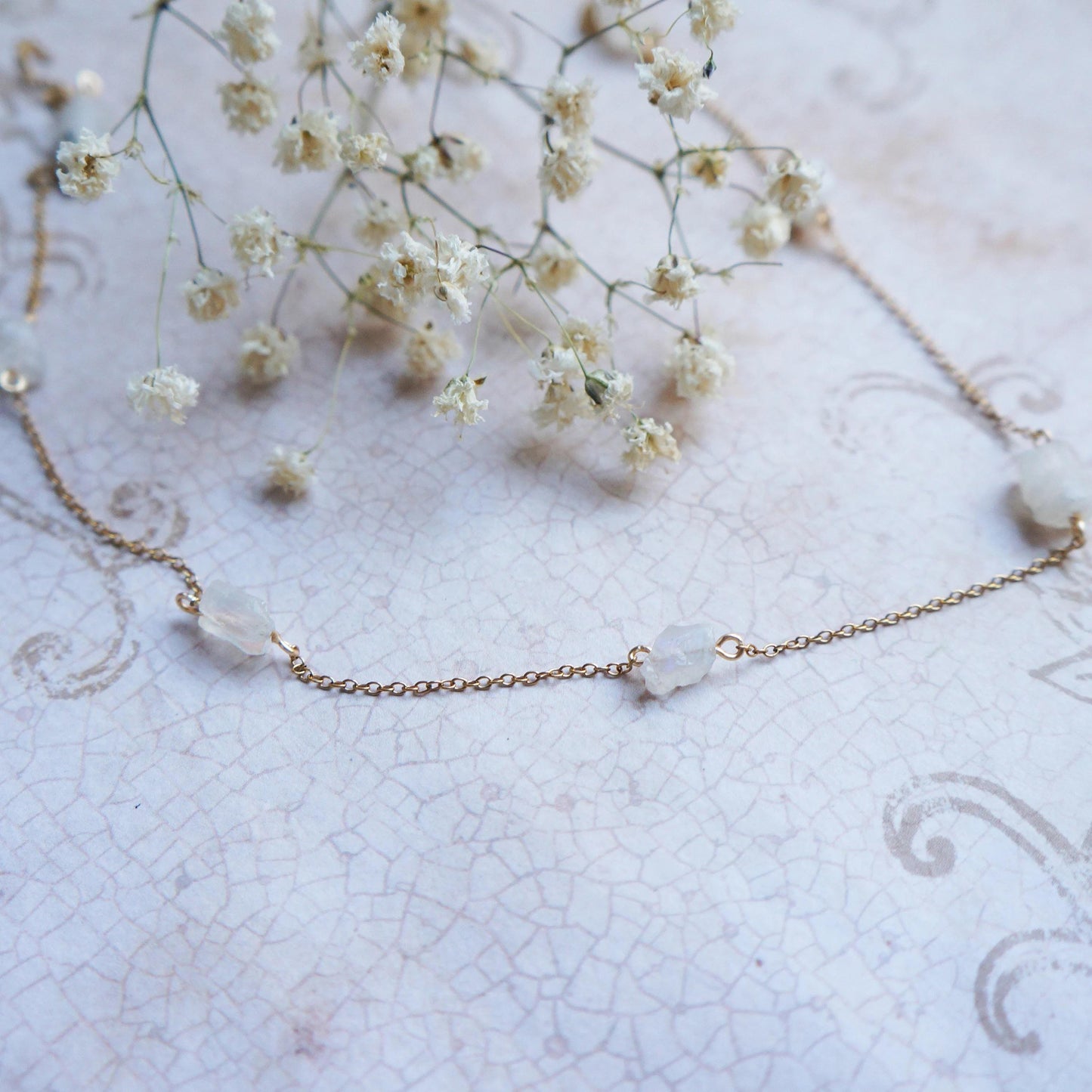 Rough Moonstone Choker Crystal Necklace Gemstone Choker Crystal Necklace Natural Small Moonstone Necklace