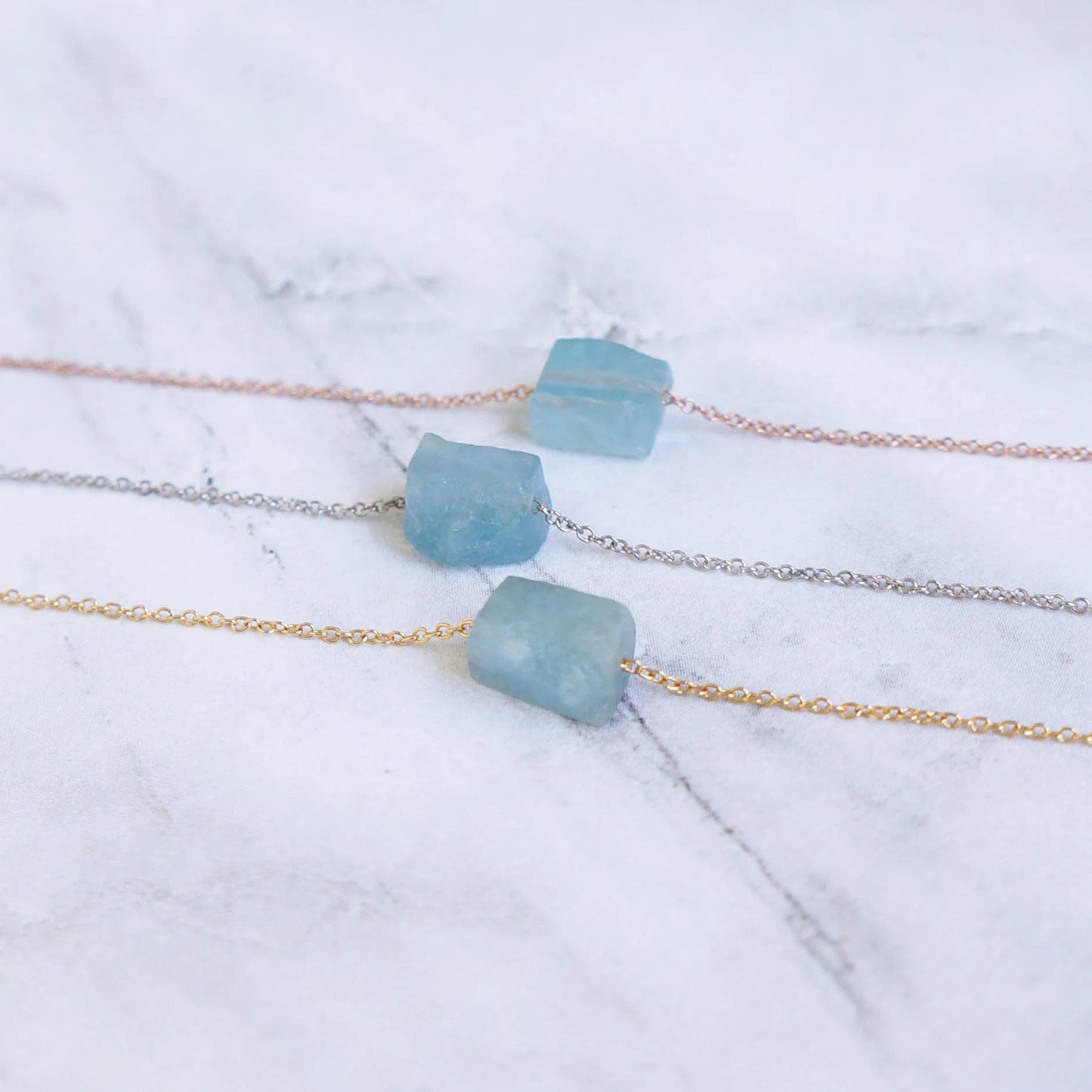 Raw Crystal Necklace Aquamarine Necklace March Birthstone Rough Stone Layering Necklace Natural Aquamarine Stone Pendant