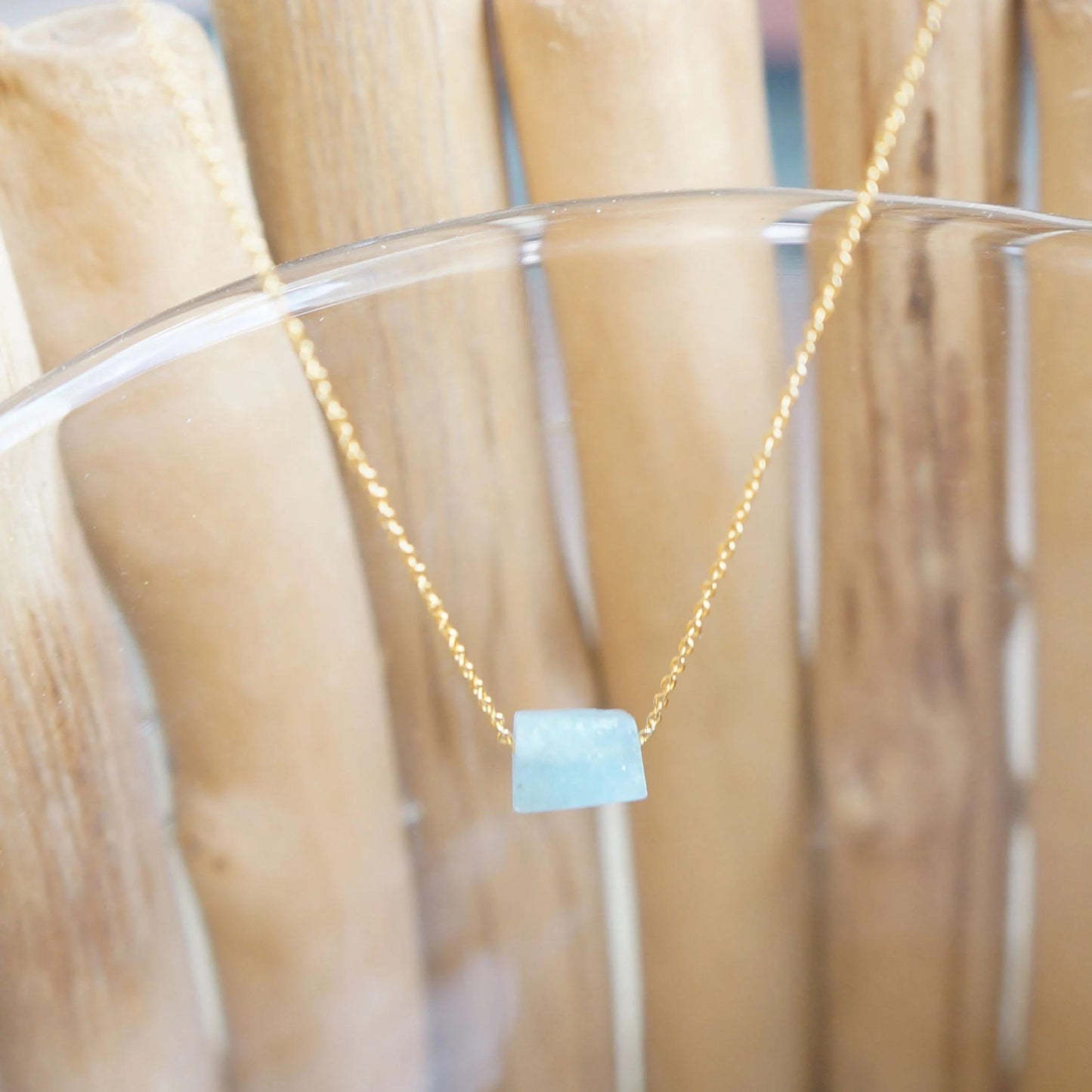 Raw Crystal Necklace Aquamarine Necklace March Birthstone Rough Stone Layering Necklace Natural Aquamarine Stone Pendant