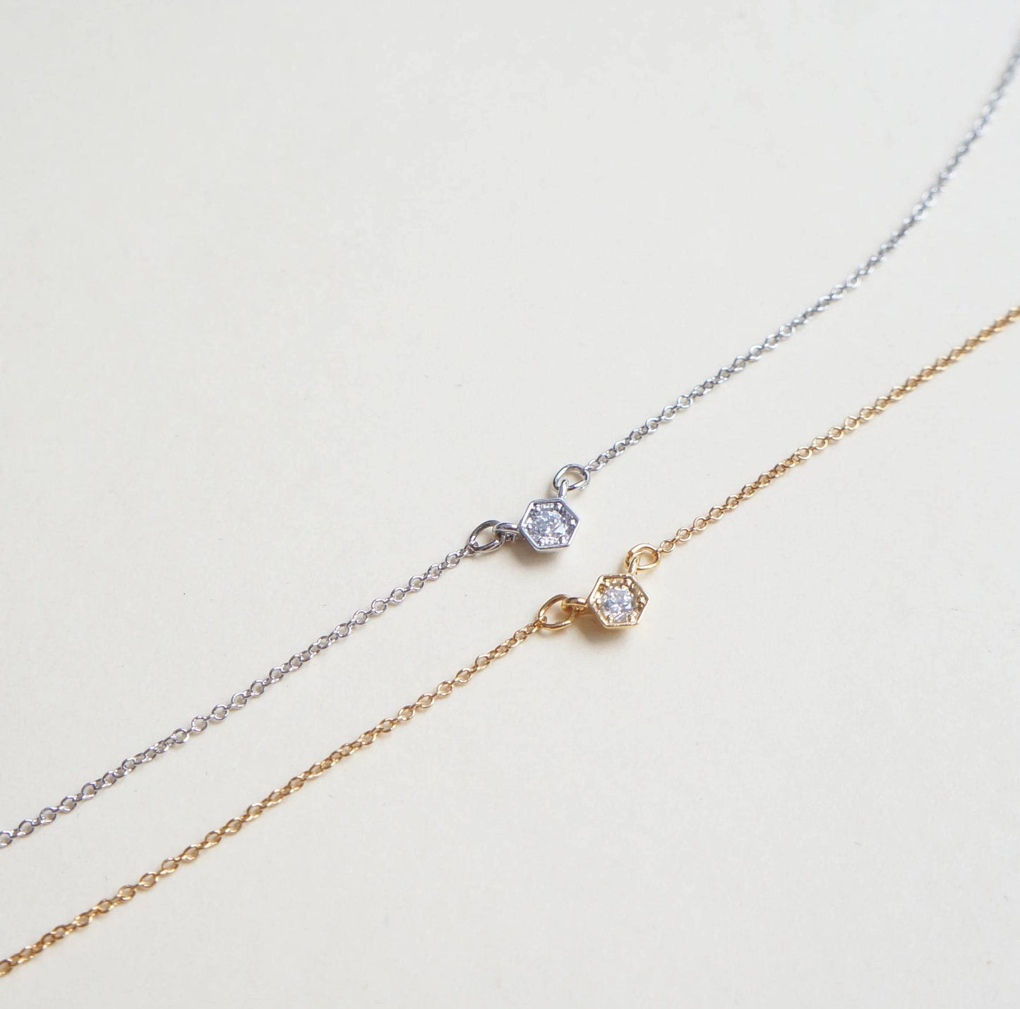 Tiny Diamond Necklace CZ Crystal Necklace Minimalist Necklace Layering Necklace Bridesmaids Necklace Gift Simple Dainty Necklace