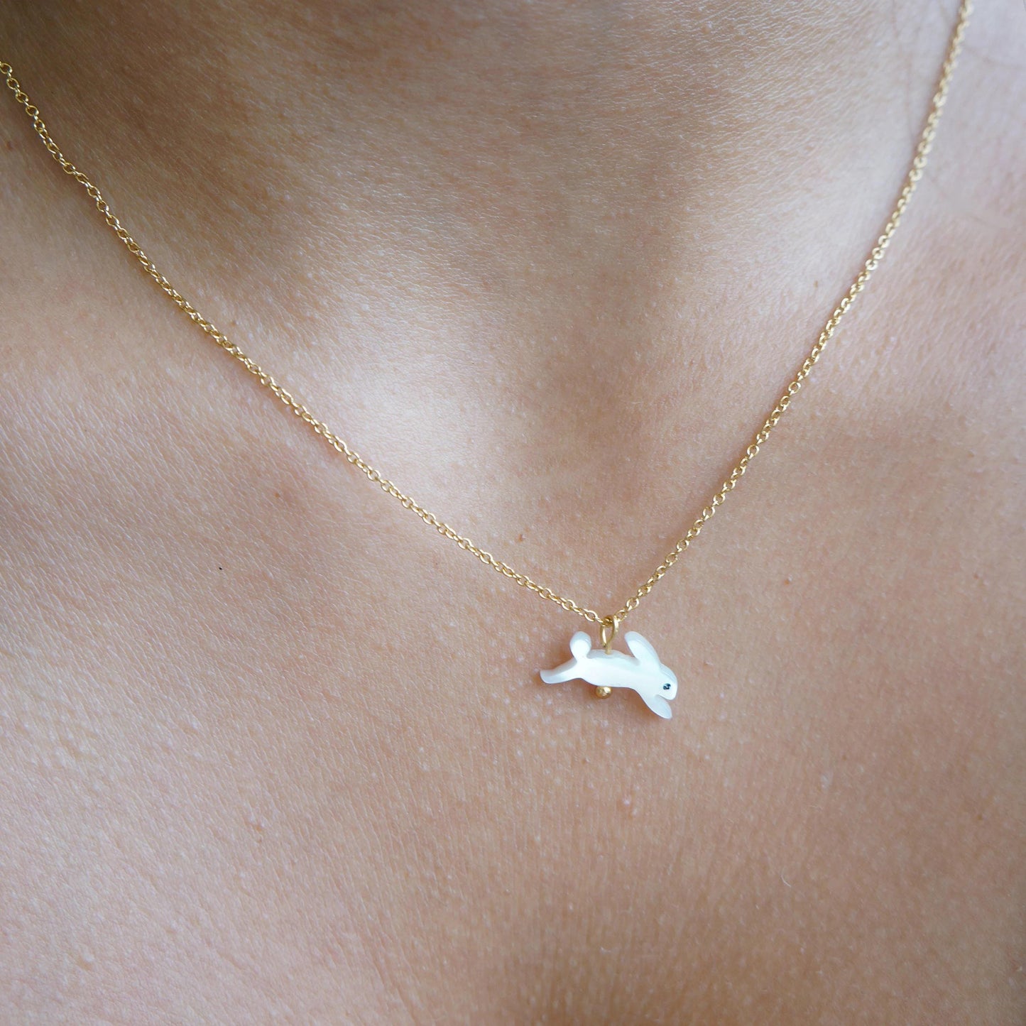 Tiny Bunny Necklace White Rabbit Charm, Small Animal Pendant, Dainty Bunny Jewelry, Rabbit Lover Gift, Cute Gift for Her