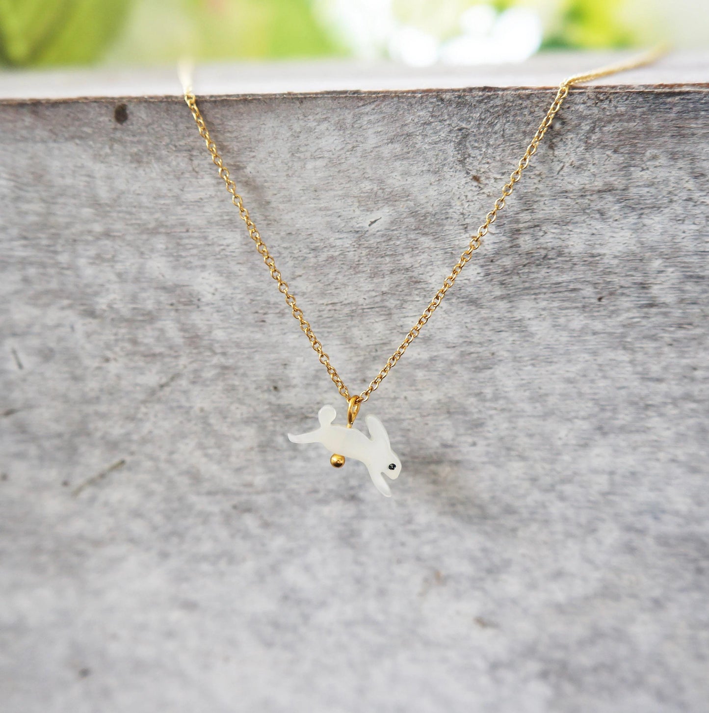 Tiny Bunny Necklace White Rabbit Charm, Small Animal Pendant, Dainty Bunny Jewelry, Rabbit Lover Gift, Cute Gift for Her