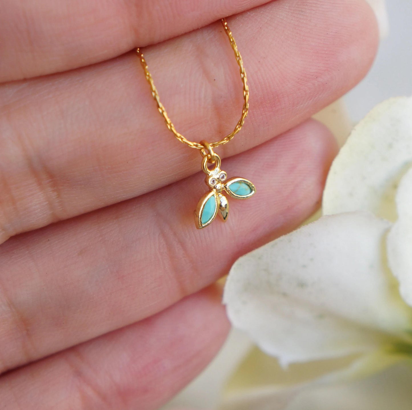 Tiny Dragonfly Necklace Minimalist Charm Necklace Turquoise Dragonfly Charm Necklace for Woman Gift for Her Tiny Dainty Jewelry