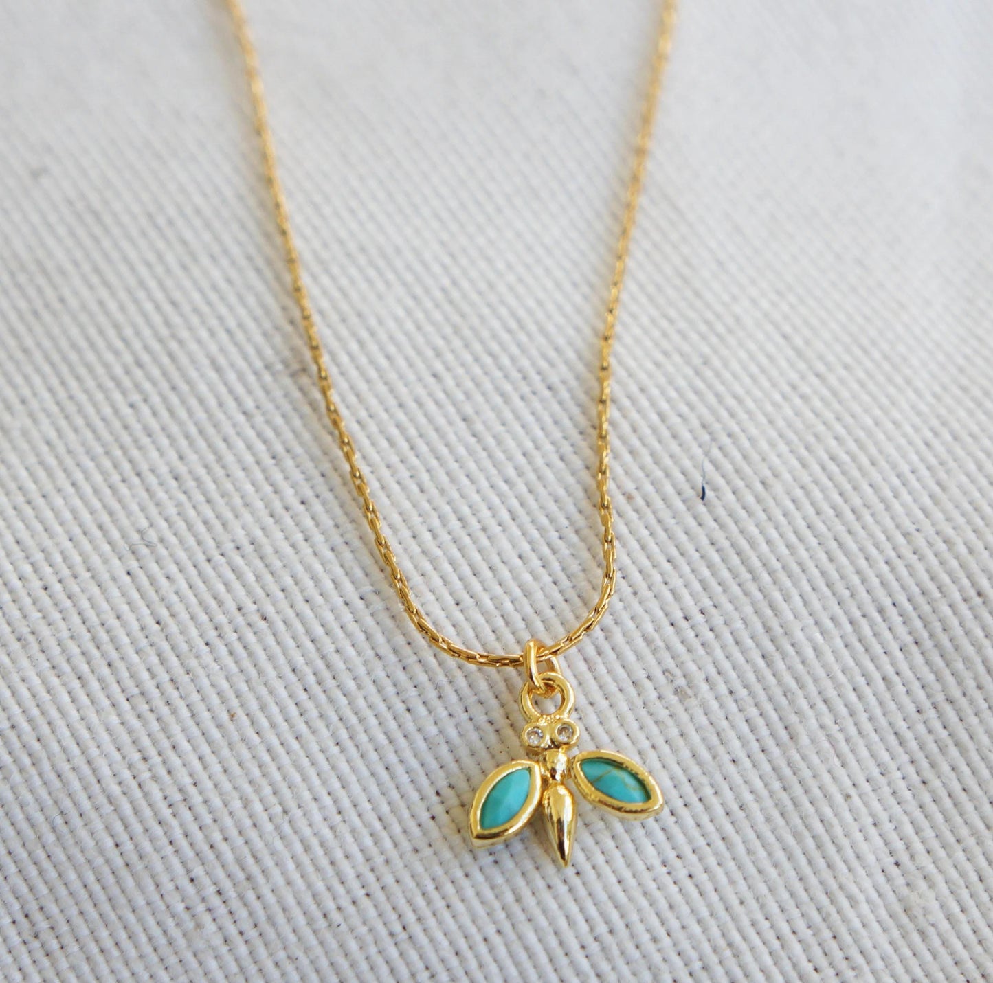 Tiny Dragonfly Necklace Minimalist Charm Necklace Turquoise Dragonfly Charm Necklace for Woman Gift for Her Tiny Dainty Jewelry