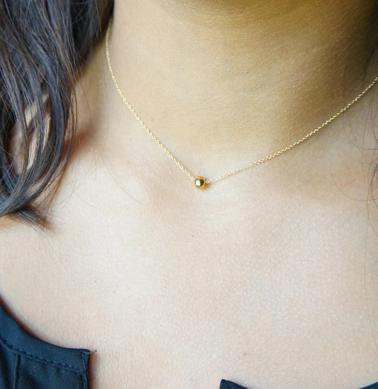 Tiny Gold Bead Necklace Wish Necklace Tiny Necklace Gift for Her Delicate Dainty Small Bead Sisters Necklace Friendship Necklace