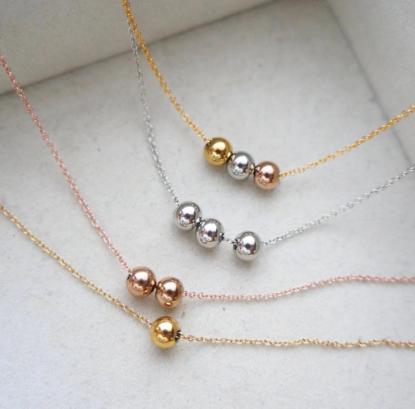 Tiny Gold Bead Necklace Wish Necklace Tiny Necklace Gift for Her Delicate Dainty Small Bead Sisters Necklace Friendship Necklace