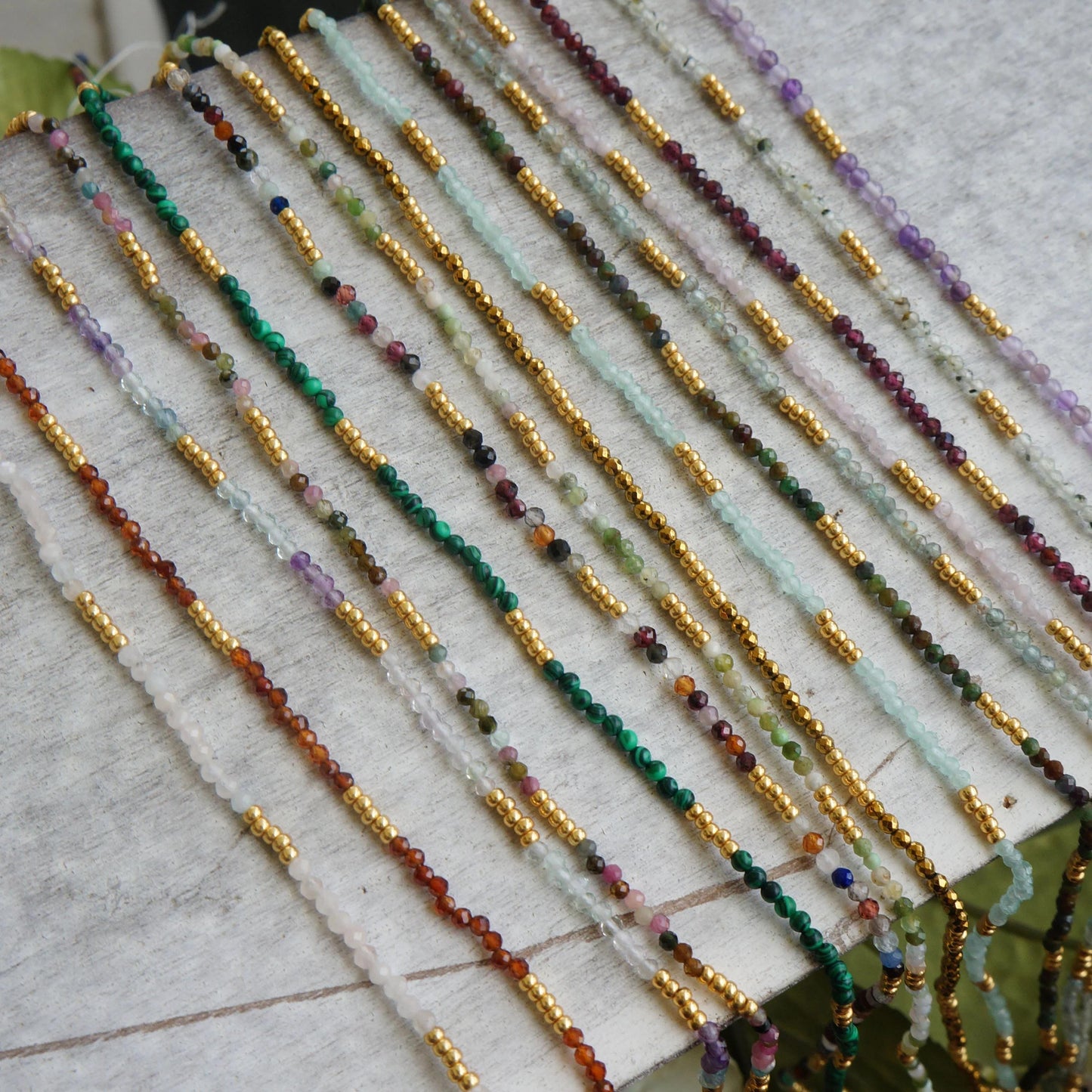 Gemstone Necklace with Tiny Beads