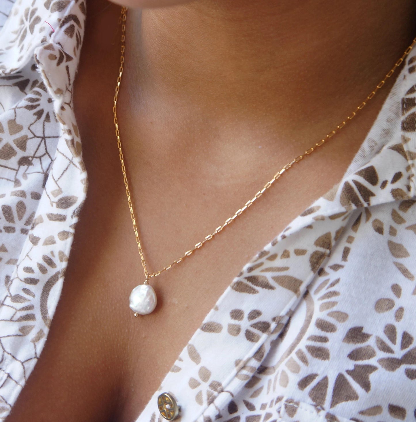 Pearl Necklace Irregular Pearl Pendant Necklace Cultured Pearls Dainty Layering Necklace Large Pearl Pendant Gift for Her June Birthstone