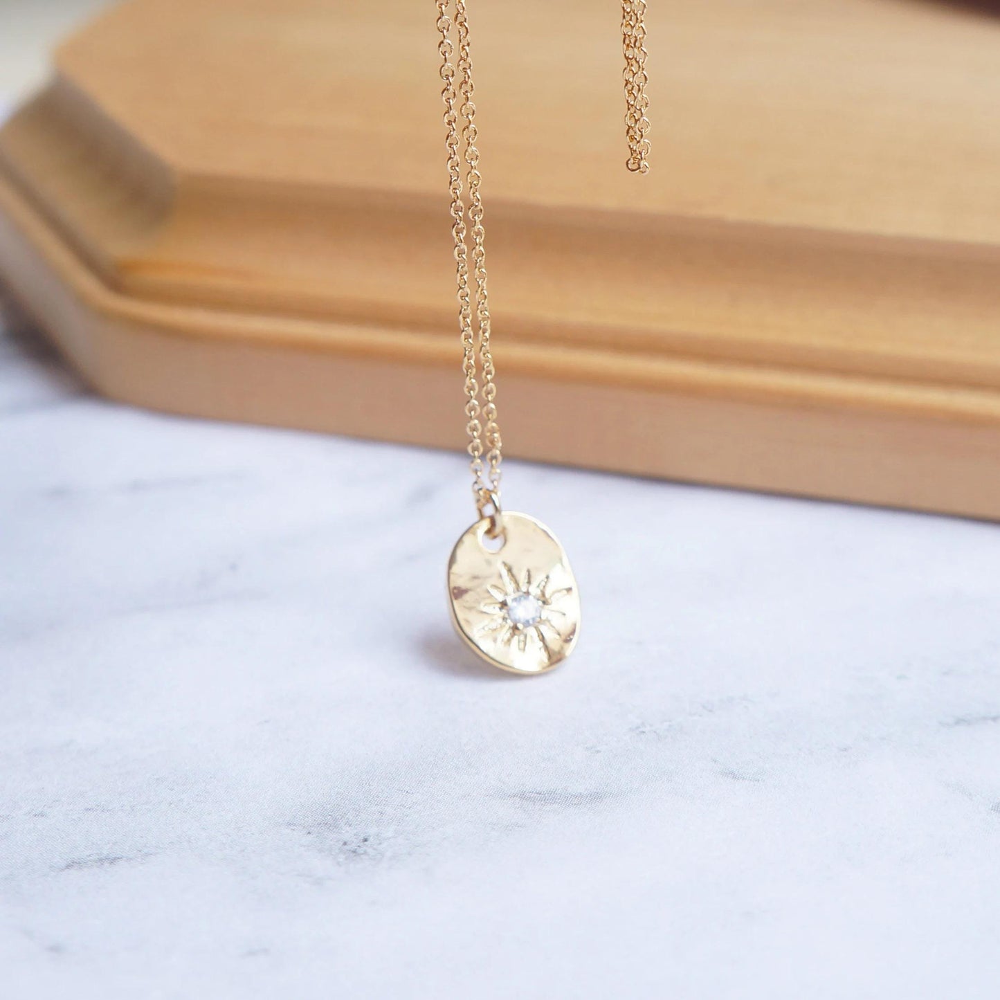 Tiny Sun Necklace Gold Sun Star Necklace Dainty Necklace Starburst CZ Charm Necklace Delicate Minimal Necklace