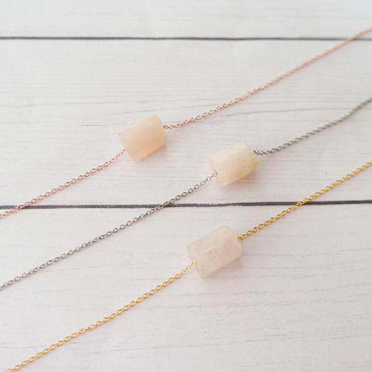 Raw Crystal Necklace Morganite Necklace Rough Stone Layering Necklace Natural Pink Beryl Stone Pendant Powerful Necklace Peace Strength