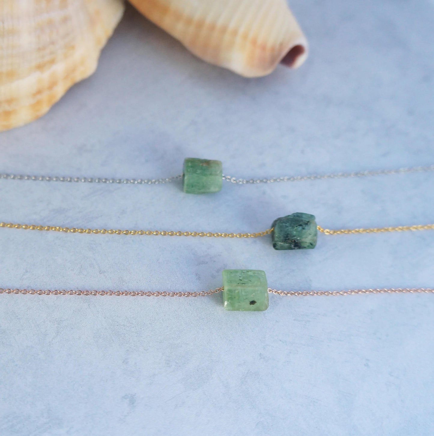 Raw Crystal Necklace Natural Sage Green Kyanite Necklace Rough Stone Layering Necklace Kyanite Stone Pendant Opens Chakras