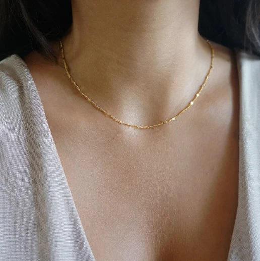 18Kt Gold Plated Chains Dainty Snake Chain Curb Chain Box Chain Paperclip Chain Choker Layering Chains Water Resistant Chains for Women