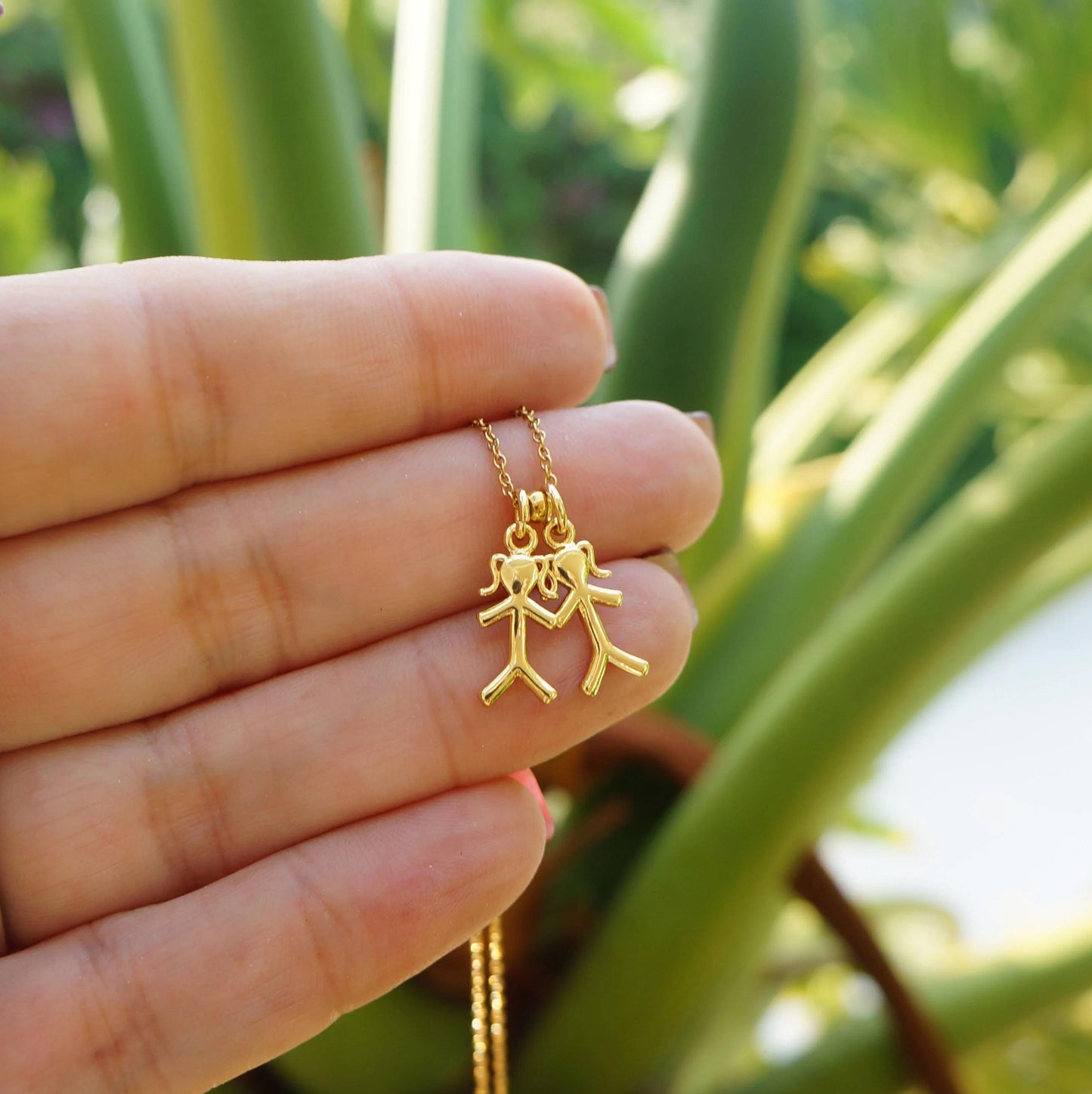 Tiny Boy Girl Gold Charm Necklace Jewelry for Mom Family Necklace Mother Gift Grandma Necklace Little People Charm Necklace