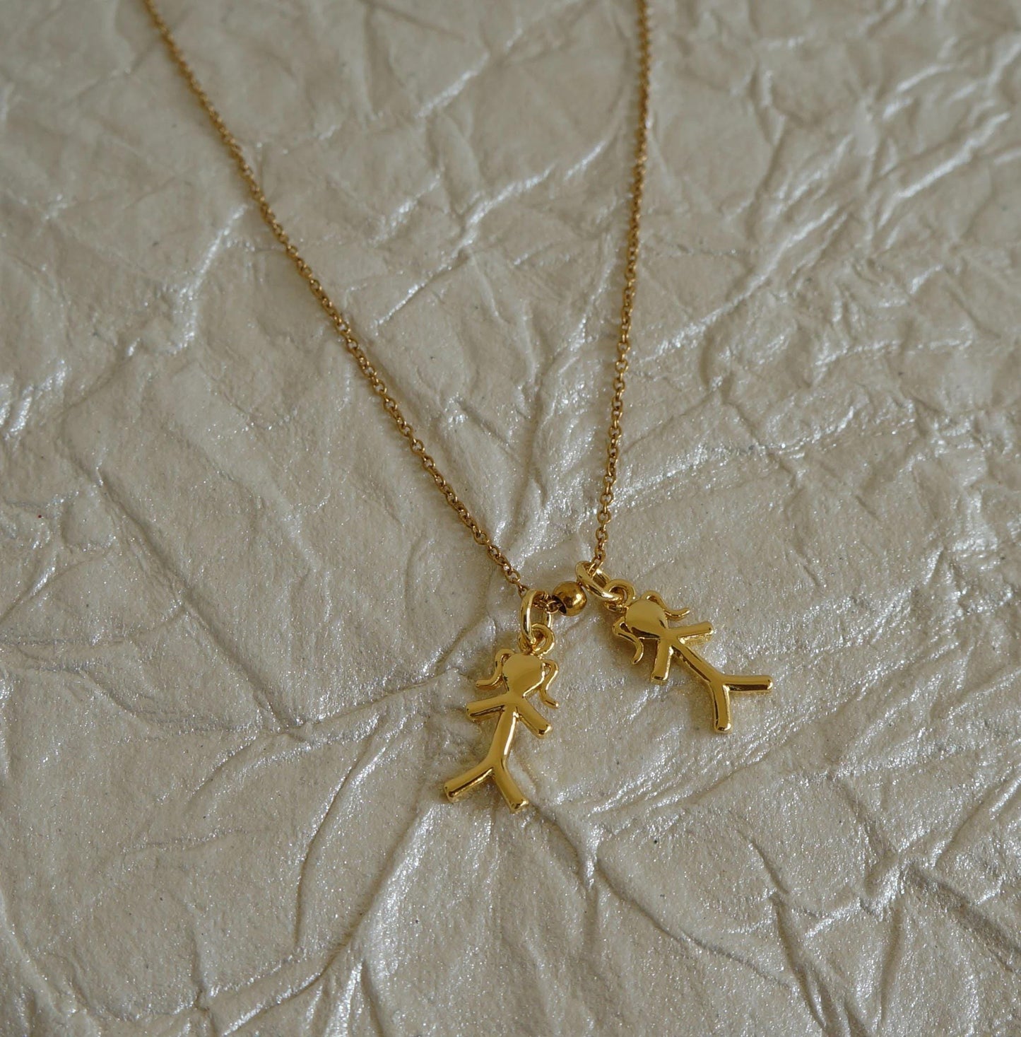 Tiny Boy Girl Gold Charm Necklace Jewelry for Mom Family Necklace Mother Gift Grandma Necklace Little People Charm Necklace