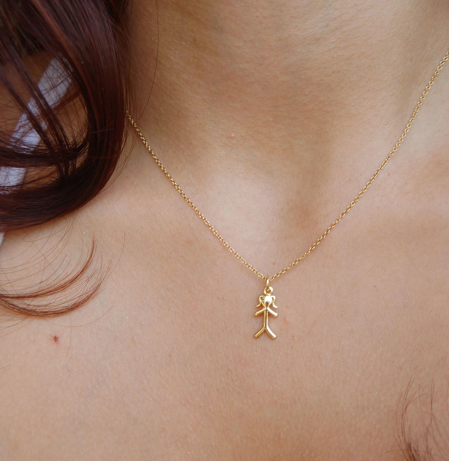 Tiny Boy Girl Gold Charm Necklace Jewelry for Mom Family Necklace Mother Gift Grandma Necklace Little People Charm Necklace