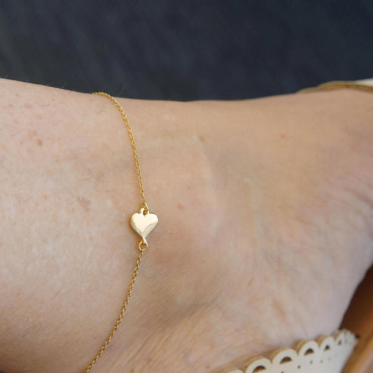 Gold Heart Anklet, Dainty Tiny Anklet, Minimalist Delicate Jewelry, Heart Charm Anklet, Gift For Her,  Dainty Anklet Bracelet, Unique Gift