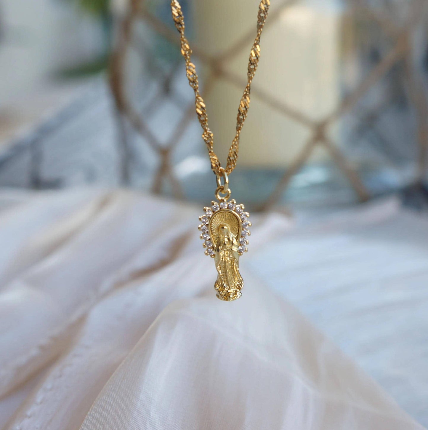 Delicate Small Virgin Mary Necklace