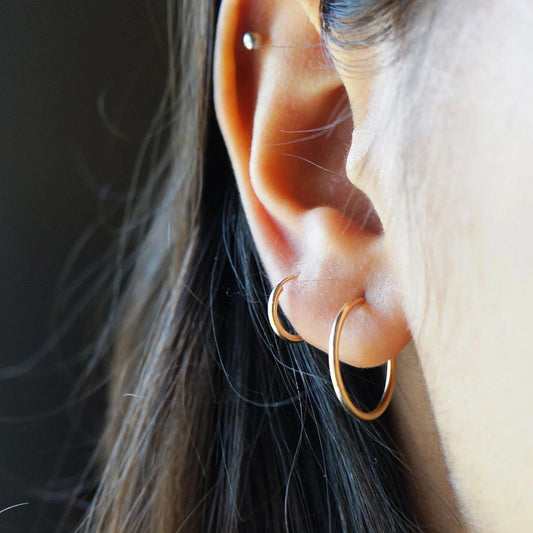 Tiny Hoop Earrings Cartilage Earrings 14kt GOLD FILLED Endless Hoops Tiny Gold Hoop Earrings Sleeper Earrings Minimalist Tiny Gold Earrings