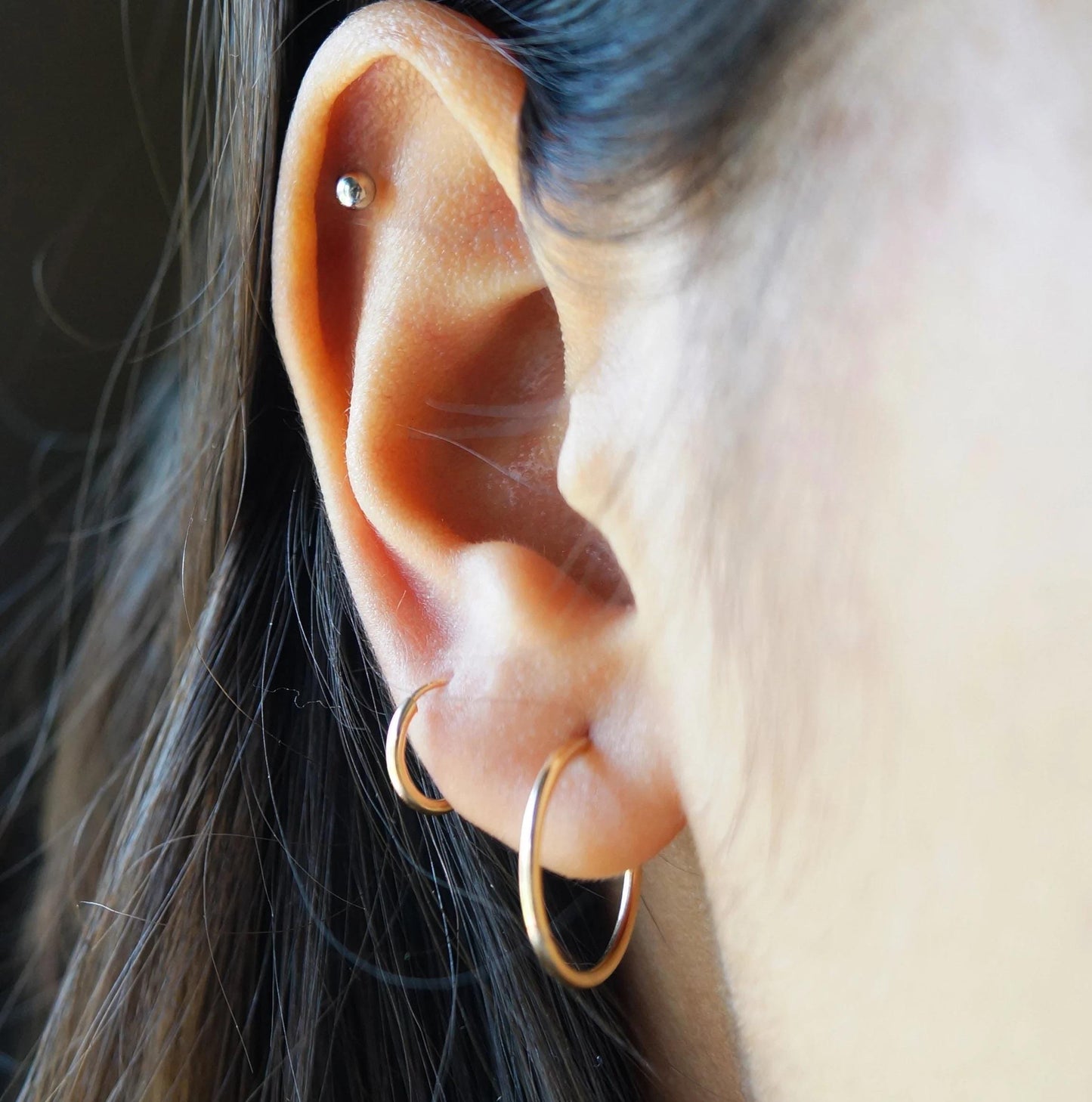 Tiny Hoop Earrings Cartilage Earrings 14kt GOLD FILLED Endless Hoops Tiny Gold Hoop Earrings Sleeper Earrings Minimalist Tiny Gold Earrings