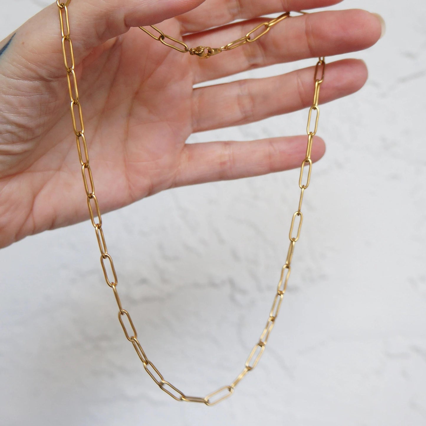 Paperclip Chain Necklace Link Chain Necklace Layering Chain Gold Link Choker Gold Paper Clip Necklace for Women