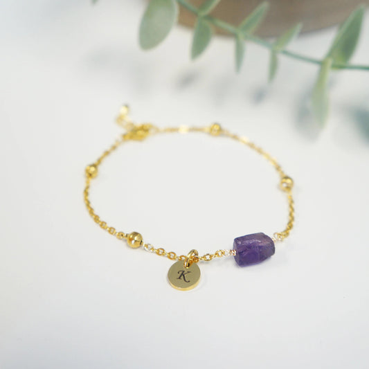 Personalized Raw Gemstone Bracelet