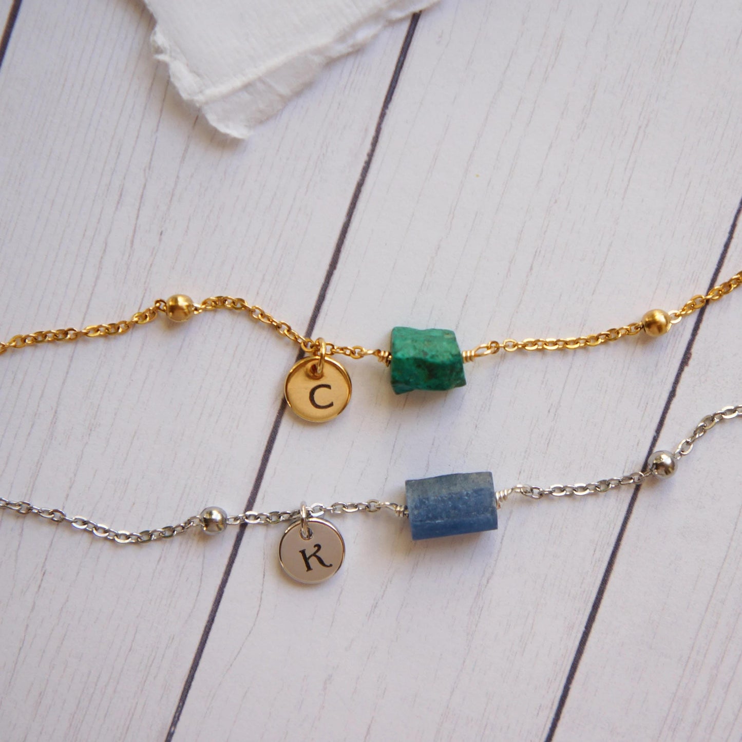 Personalized Raw Gemstone Bracelet