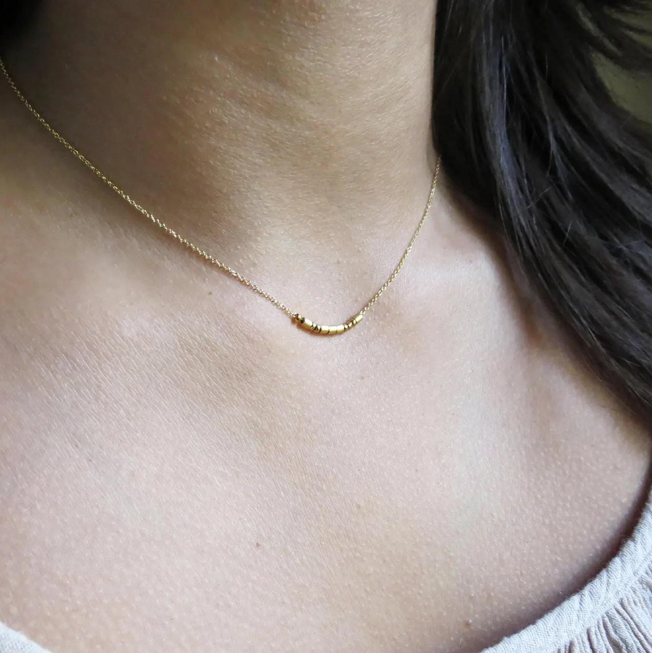 Morse Code Necklace Secret Message Necklace Hidden Message Bridesmaid Gift Gold Necklace Personalized Necklace Bridal Shower Name Necklace