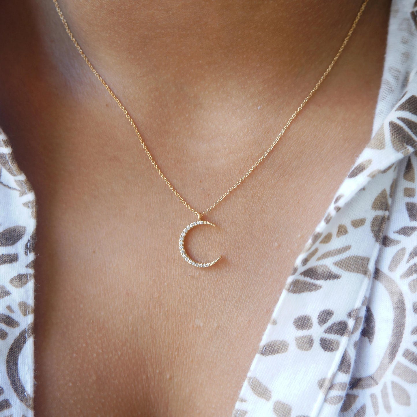 Moon Necklace Best Friends Necklace Gift Idea Crescent Moon Pendant Necklace Cubic Zirconia Moon Necklace Rose Gold Silver Gold