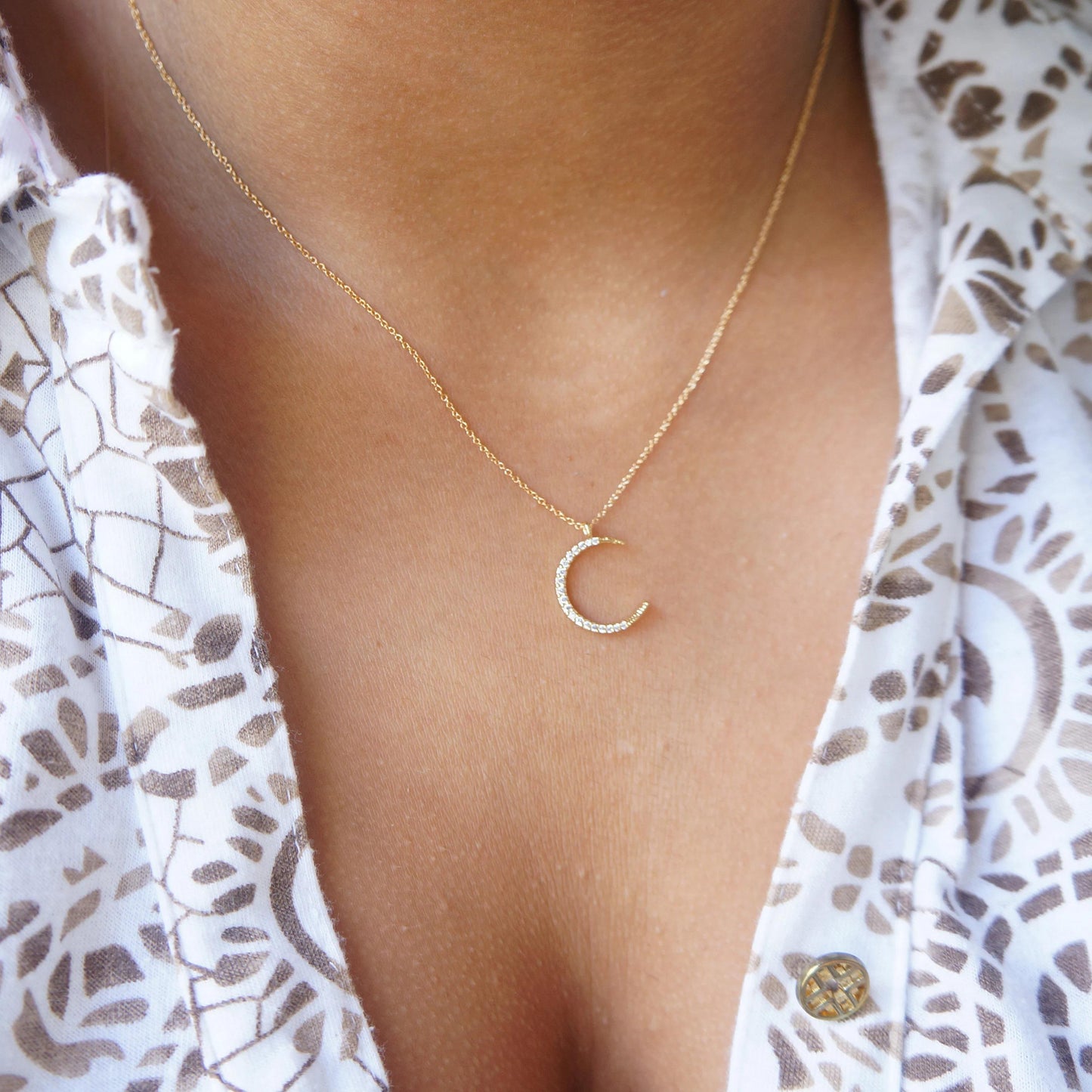 Moon Necklace Best Friends Necklace Gift Idea Crescent Moon Pendant Necklace Cubic Zirconia Moon Necklace Rose Gold Silver Gold