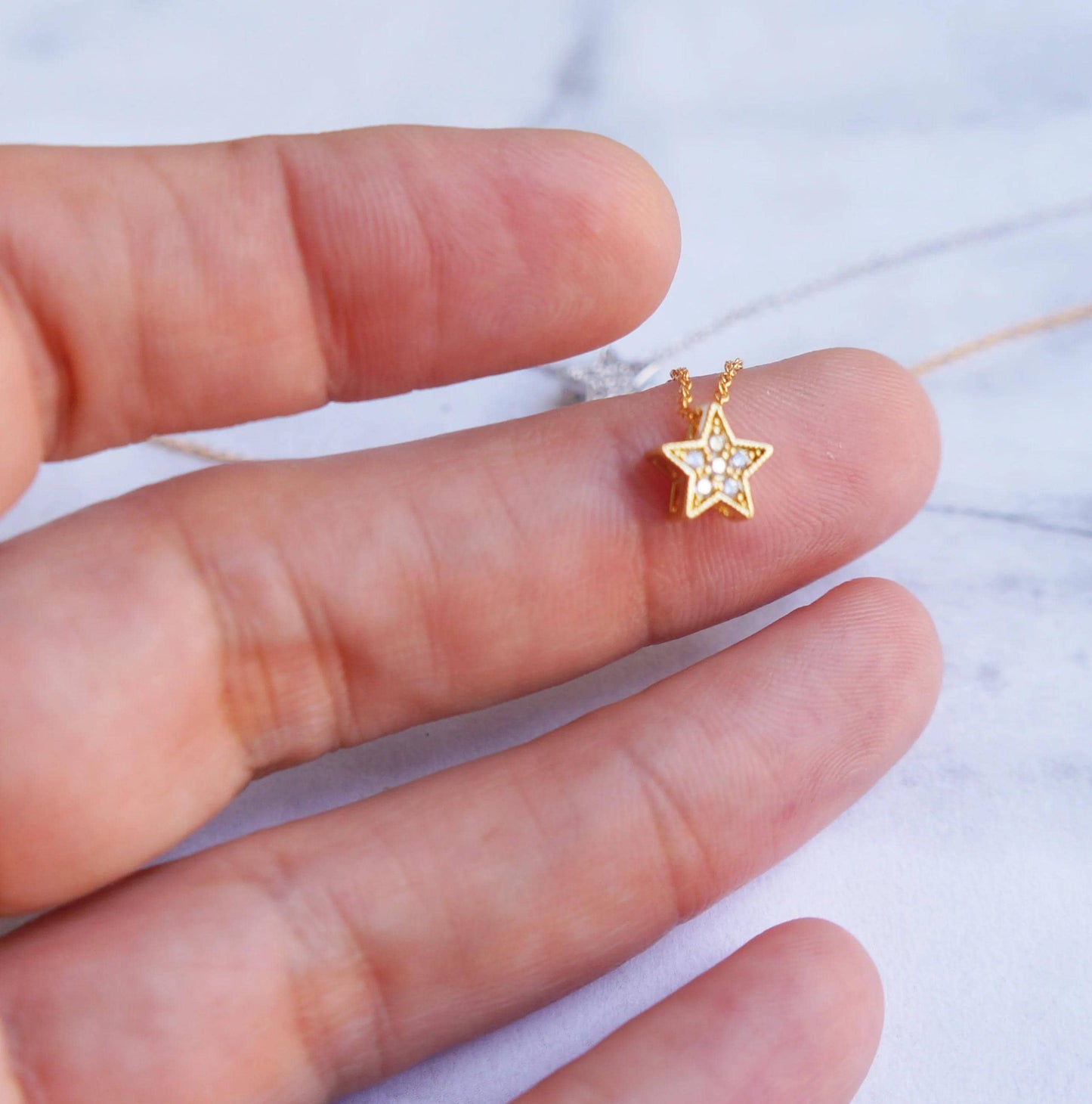 Tiny Gold Star Necklace Gift for Her Bridesmaid Gift Flower Girl Dainty Minimal Necklace Gold Sparkly Star Cute Celestial Gift Idea