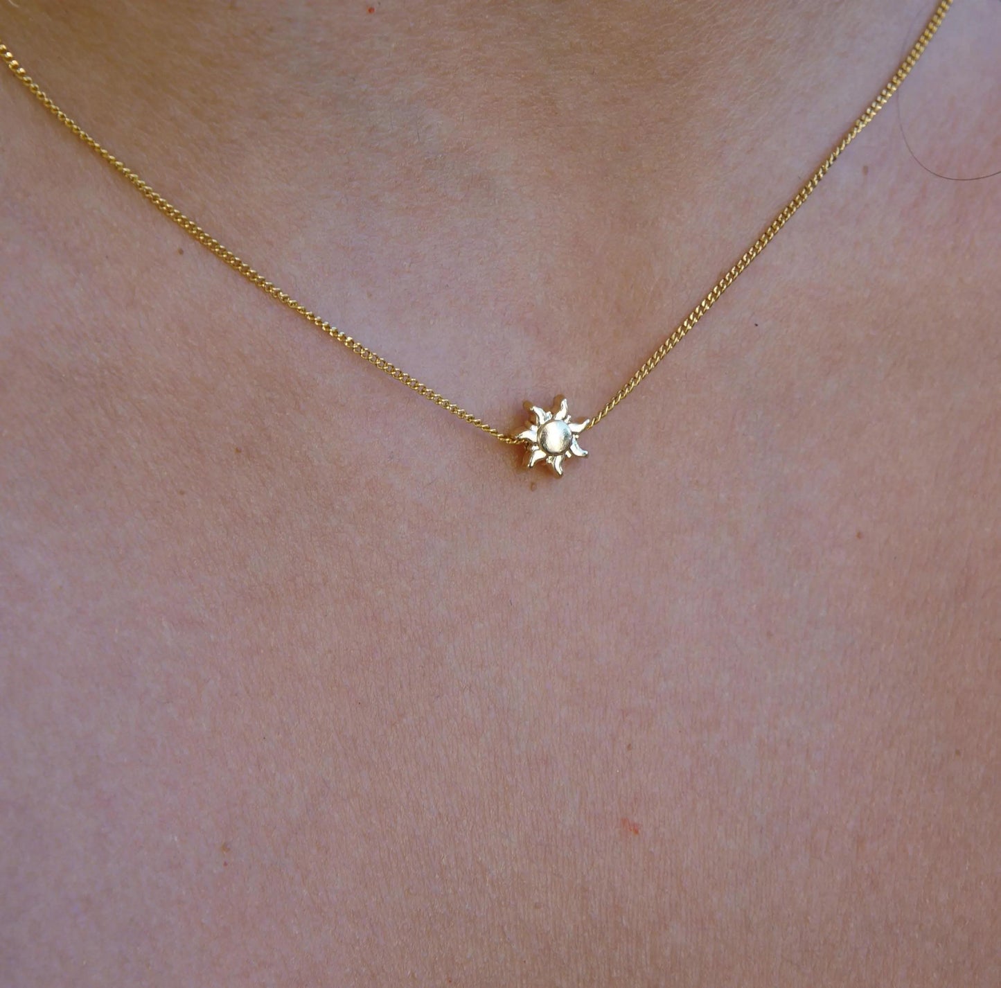 Dainty Gold Necklace Sun Bead Charm, Delicate Chain, Small Gift, Cute, Gift for Her, Tiny Gold Necklace, Jewelry, Necklace for Woman