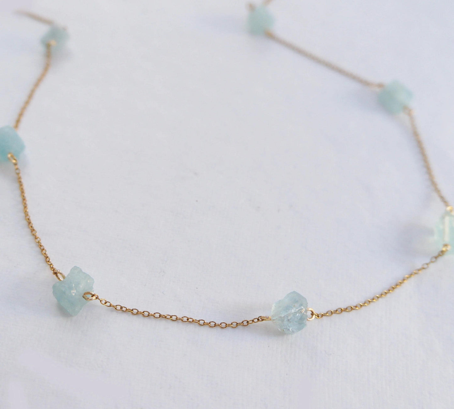 Aquamarine Choker Necklace Rough Gemstone Necklace March Birthstone Gift Crystal Necklace Stone Choker