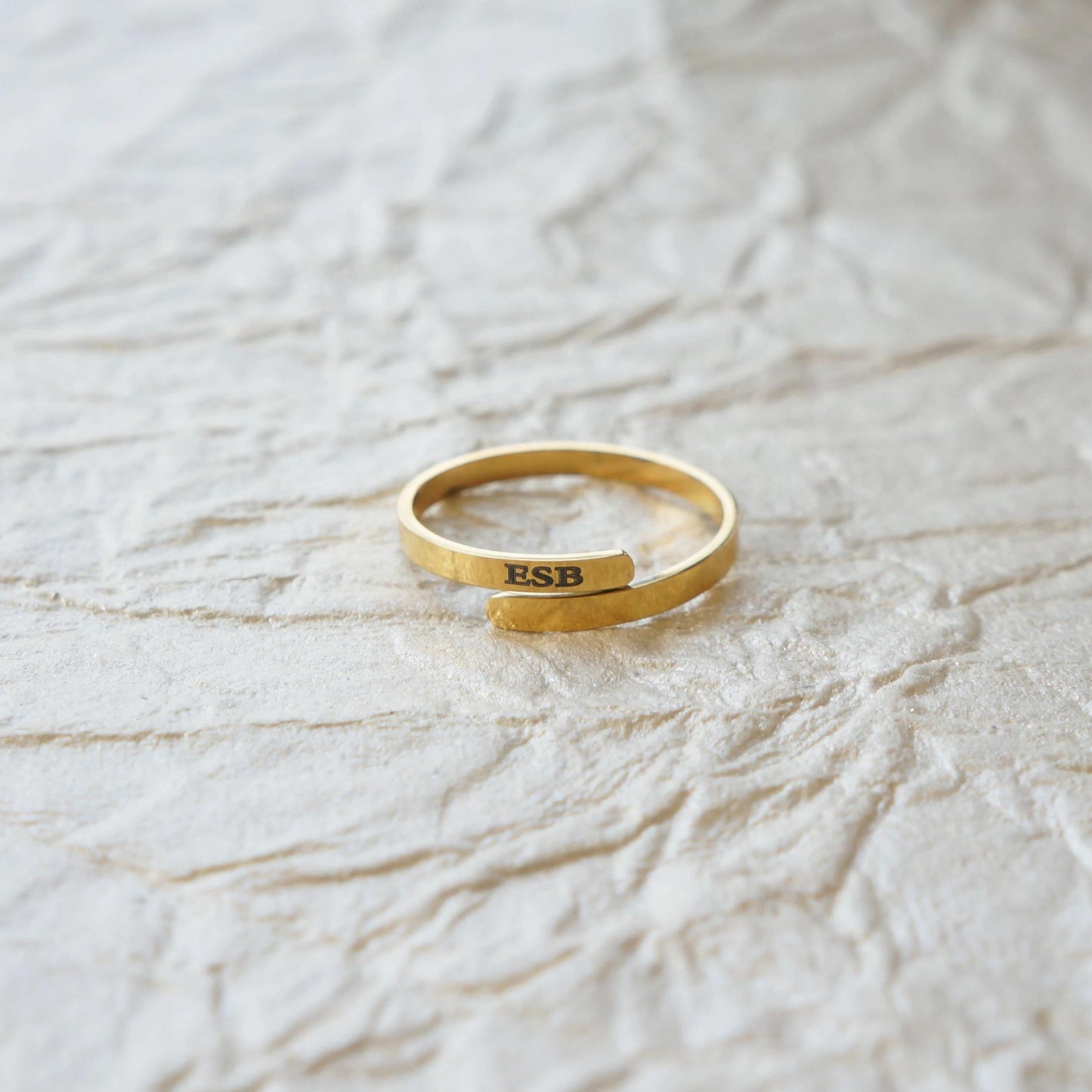 Gold Engraved Ring for HER Custom Ultra Dainty Band Hug Ring Waterproof Ring Initial Gold Ring Adjustable Ring