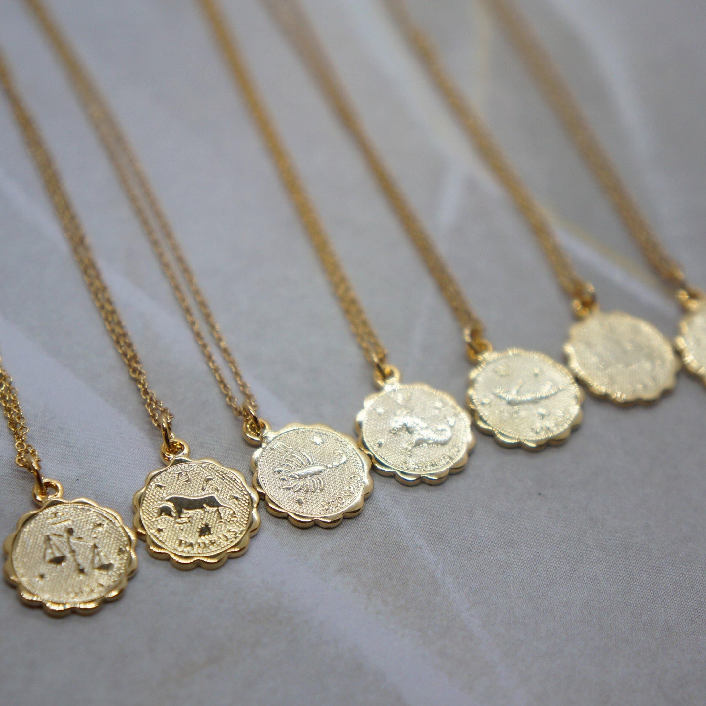 Coin Necklace Coin Zodiac Necklace Charm Necklace Virgo Necklace Aries Necklace Capricorn Necklace Scorpio Necklace Delicate Layer Necklace