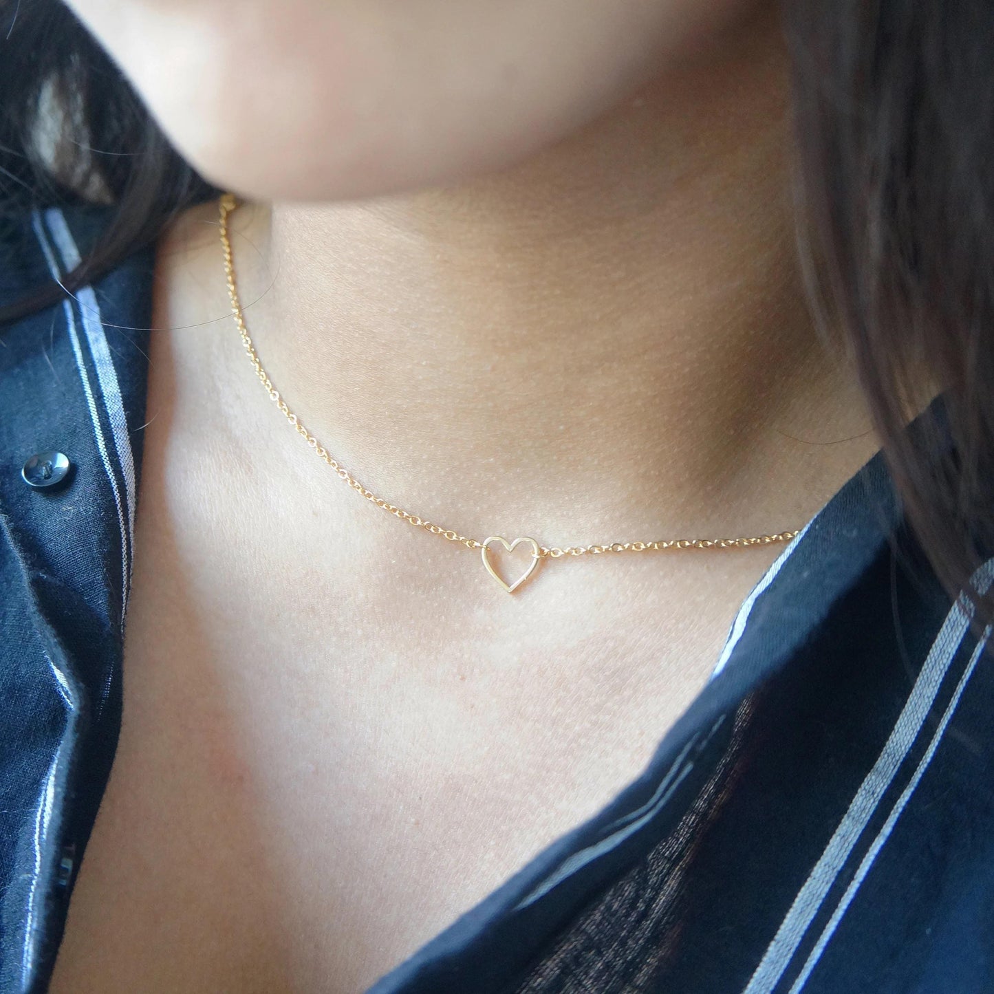 Gold Heart Necklaces SET of Two Mother Daughter Sentimental Gift Sisters Necklace Big Sis Lil Sis Dainty Layered Heart Necklace for Her