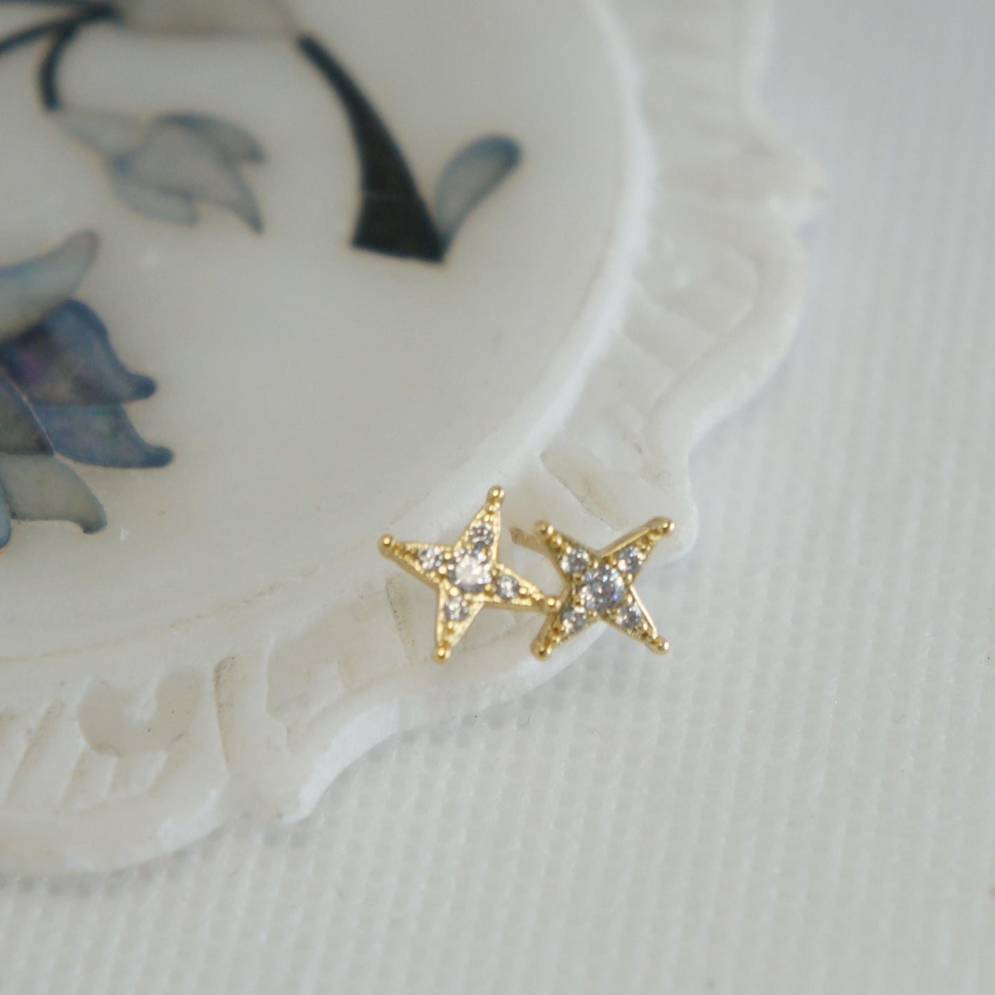 Small Star Studs, Dainty, Sparkling Earrings for Woman, Star Earrings, CZ Earrings for Her, Anniversary, Star, Gold Stud Earrings