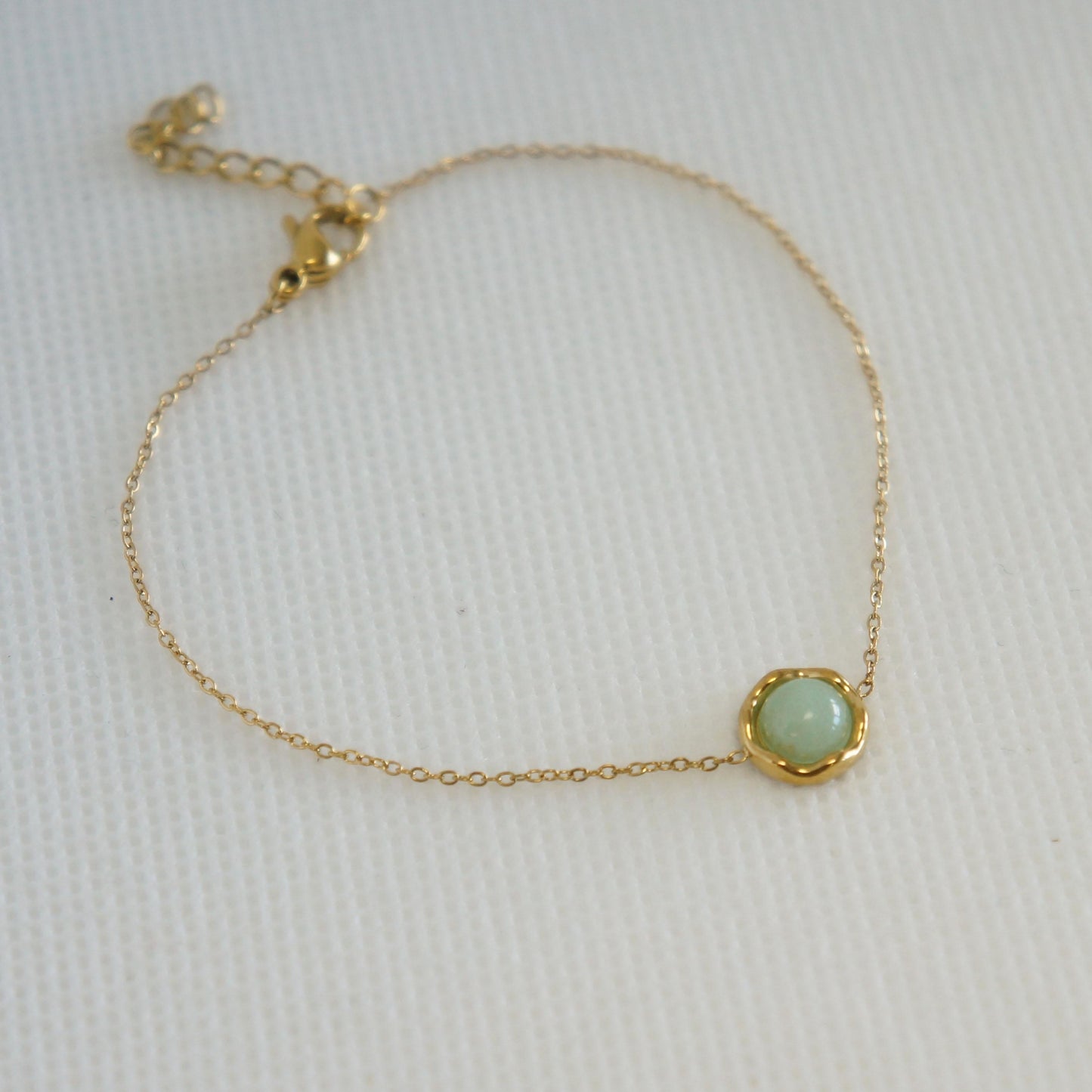 Dainty Gold Bracelet with Thin Chain, Green Stone Charm, Minimalist Bracelet, Delicate Jewelry Gift, Women Jewelry, Stacking, Birthday Gift