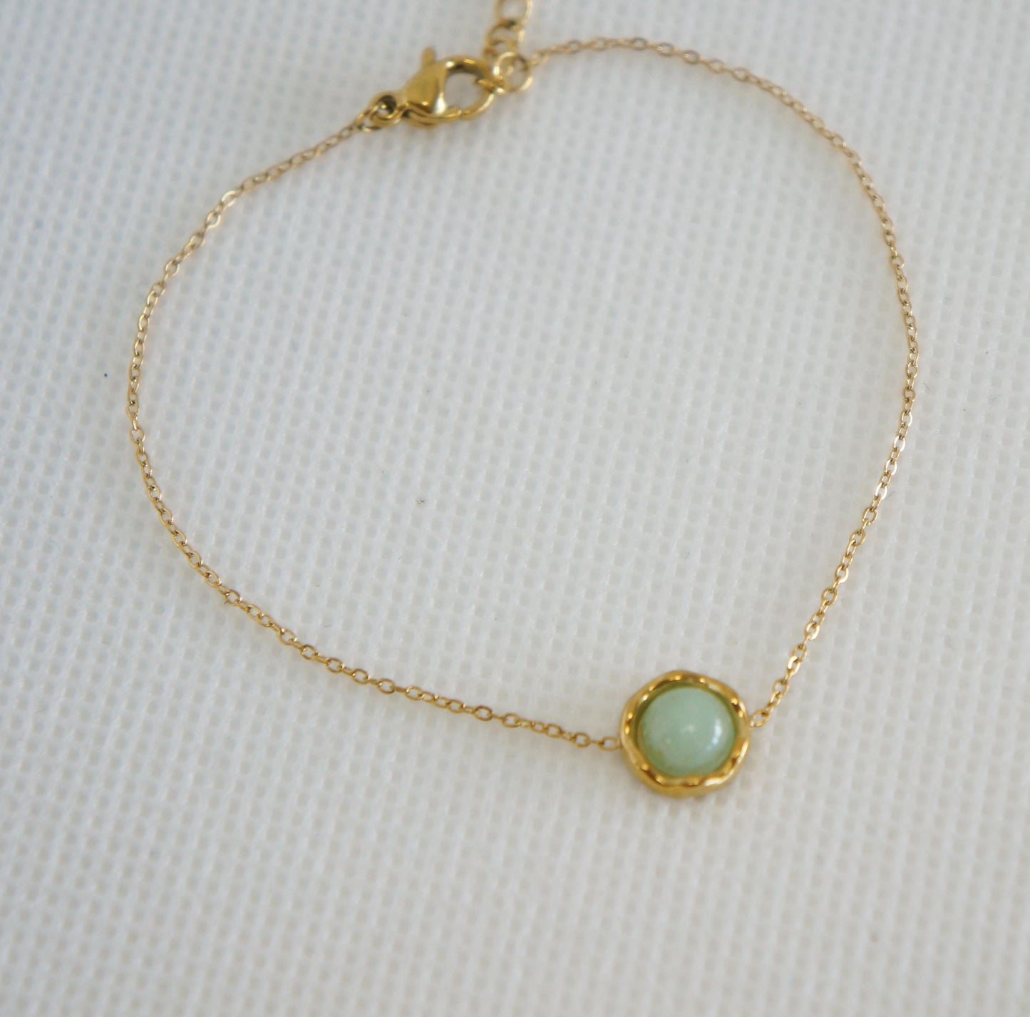 Dainty Gold Bracelet with Thin Chain, Green Stone Charm, Minimalist Bracelet, Delicate Jewelry Gift, Women Jewelry, Stacking, Birthday Gift