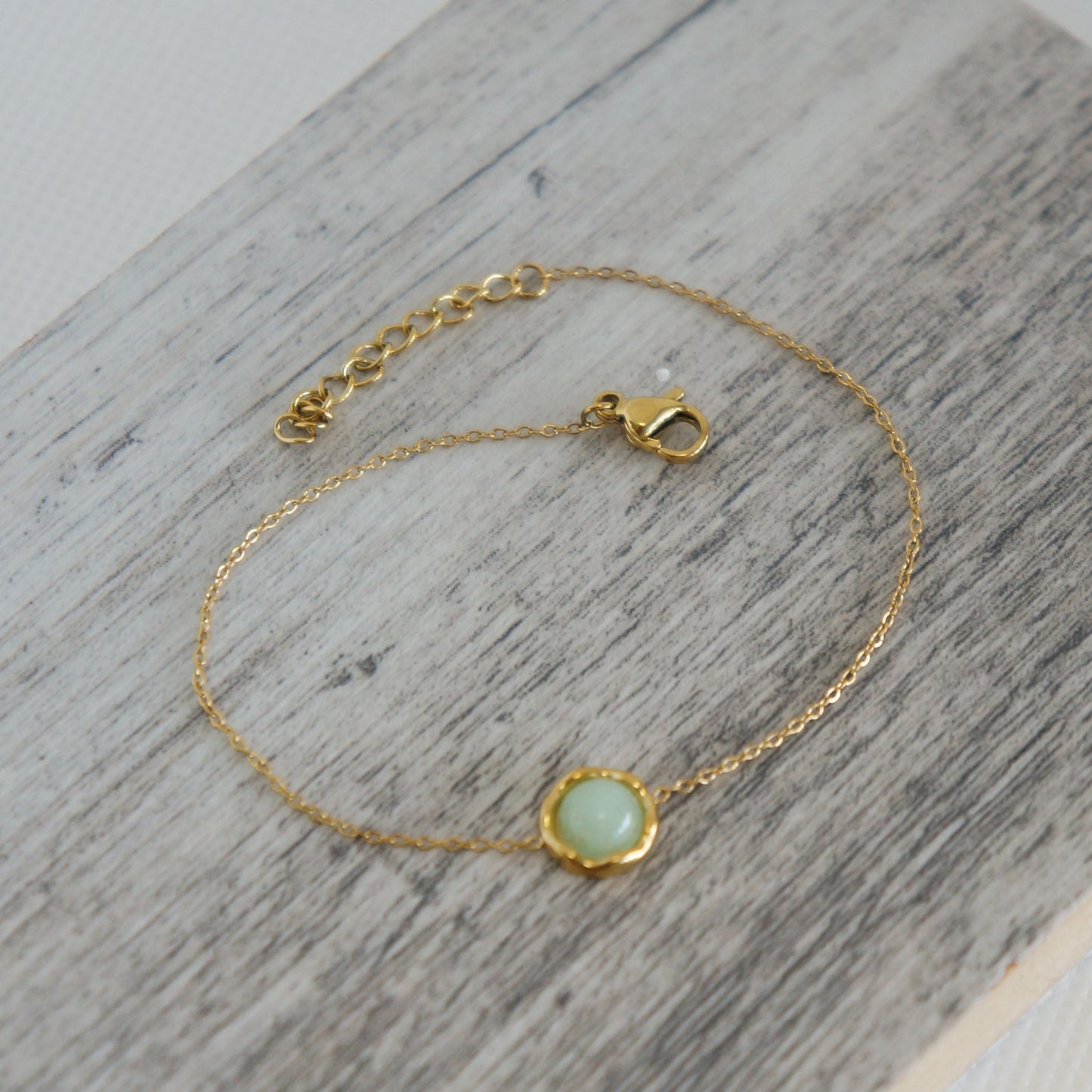 Dainty Gold Bracelet with Thin Chain, Green Stone Charm, Minimalist Bracelet, Delicate Jewelry Gift, Women Jewelry, Stacking, Birthday Gift