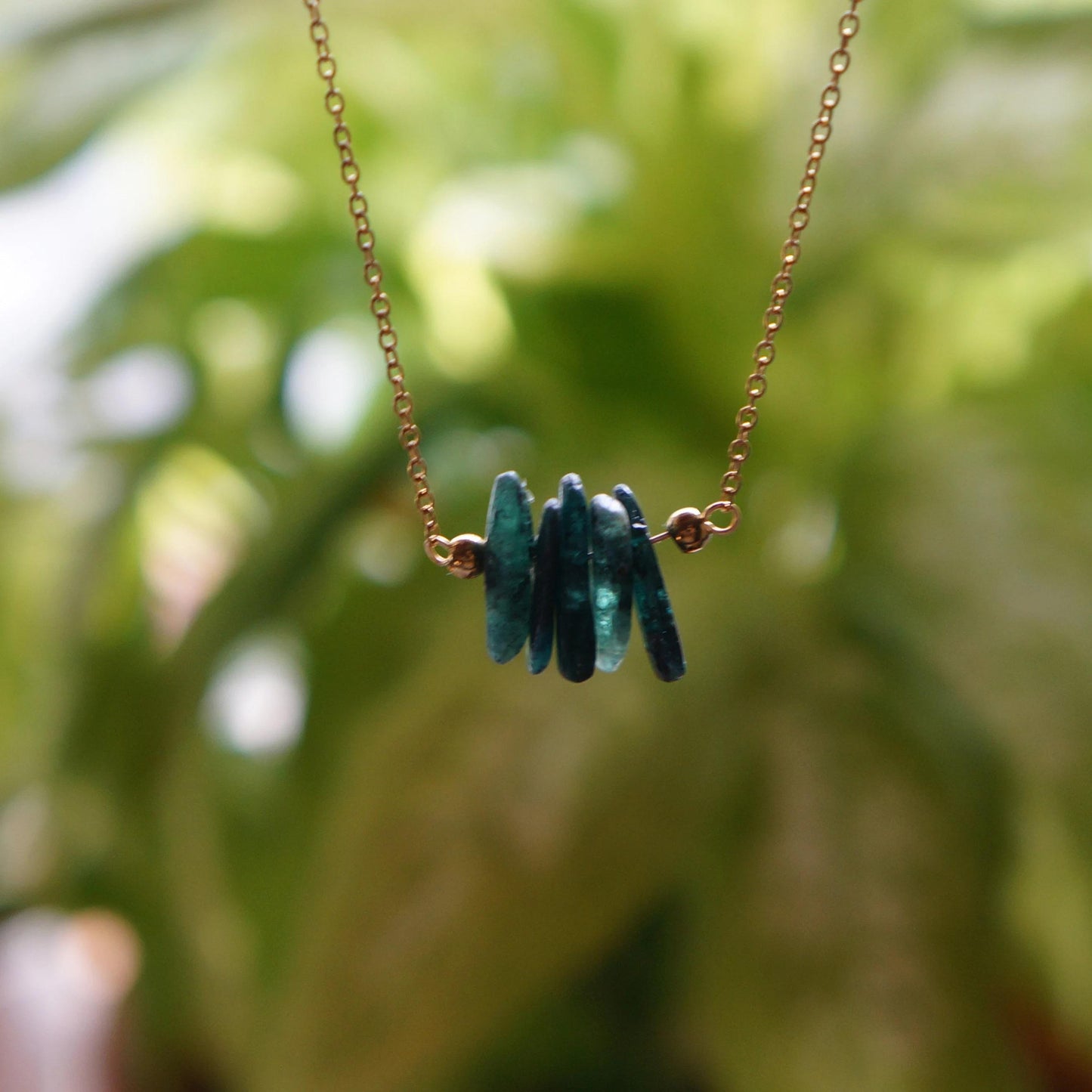 Raw Crystal Necklace Natural Green Kyanite Necklace Rough Stone Layering Necklace  Green Kyanite Stone Pendant Spiritual Energy Necklace