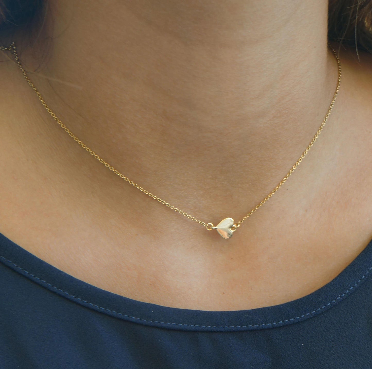 Dainty Gold Heart Necklace, Sparkly Choker, Delicate Charm Pendant, Gift For Her, Layering Necklace, Love, Minimalist, Dainty