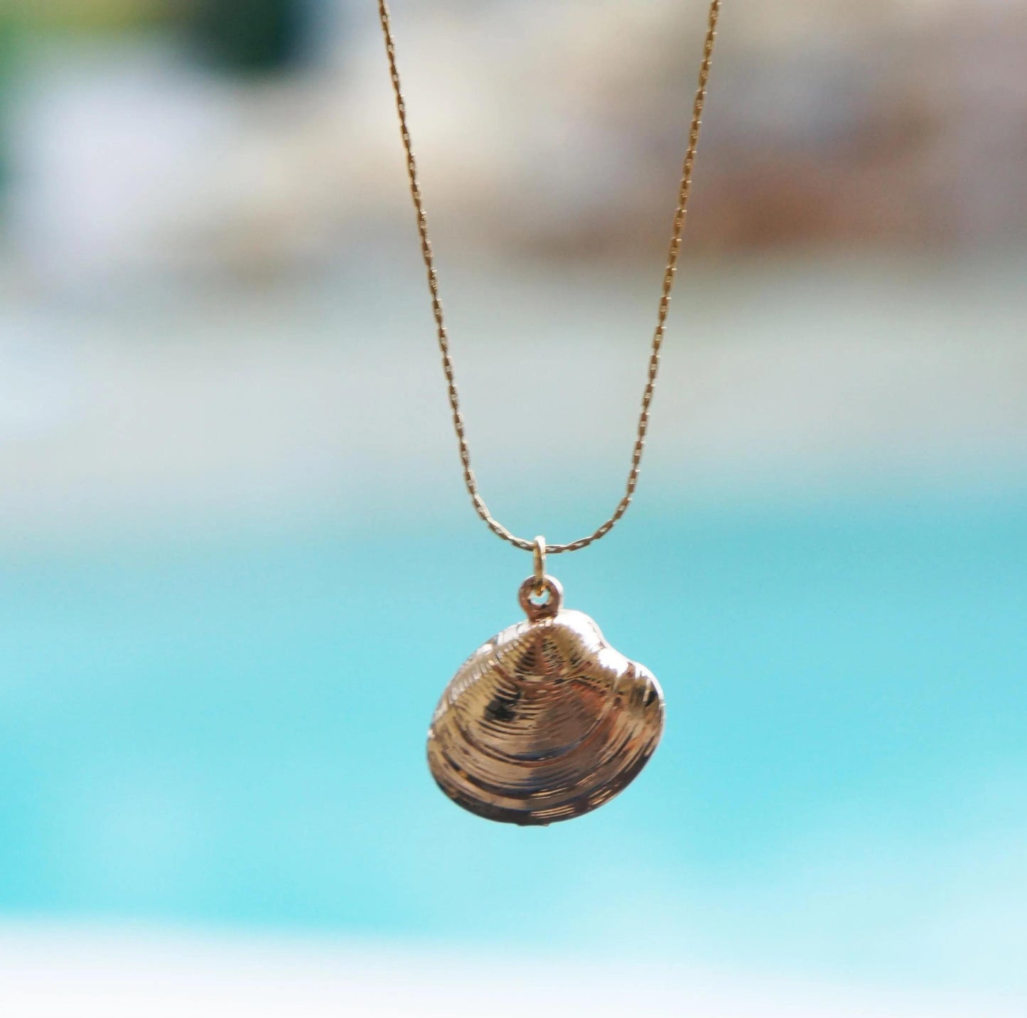 Gold Shell Necklace Dainty Delicate Chain, Simple Beach Jewelry, Summer Pendant, Adorable Seashell Charm, Gift, Jewelry for Woman