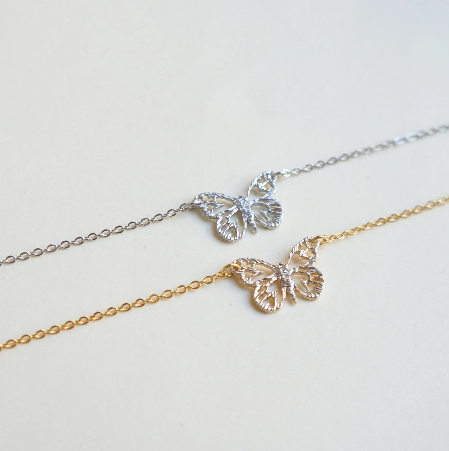 Dainty Filigree Butterfly Pendant, Gold/Silver Wings Necklace, Delicate Charm Jewelry, Nature Inspired, Delicate Jewelry Gift