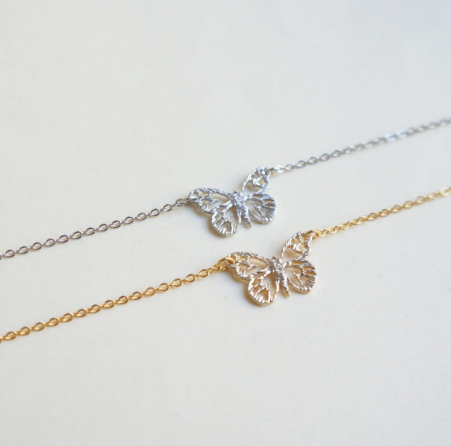 Butterfly Necklace Card SET ready to give Delicate Necklace Gift Idea for Women Dainty Necklace Wings Necklace Gold Silver Butterfly