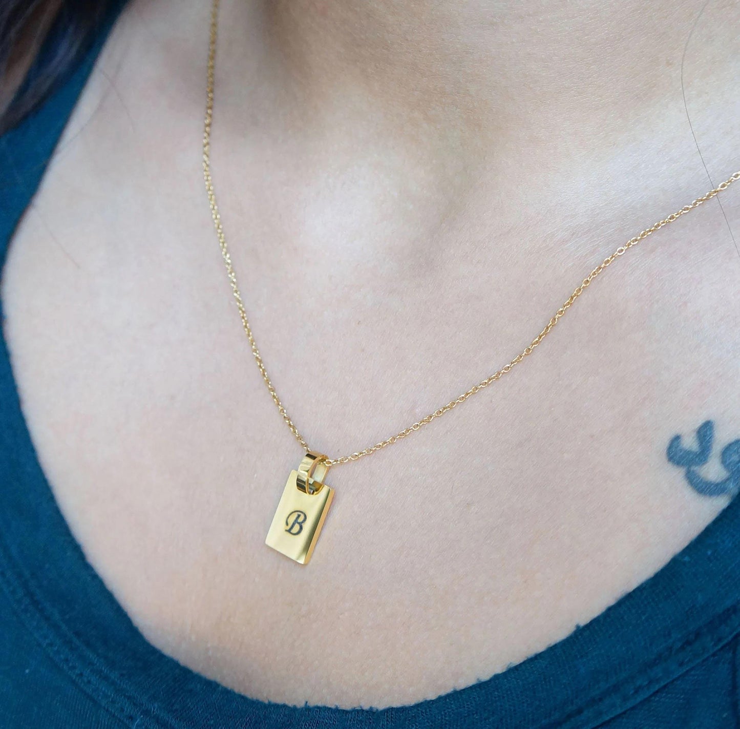 Personalized Dainty Tag Necklace Initial Necklace Layer It Necklace Gift for Mom Custom Engraved Necklace Birthday Necklace Gift for Woman